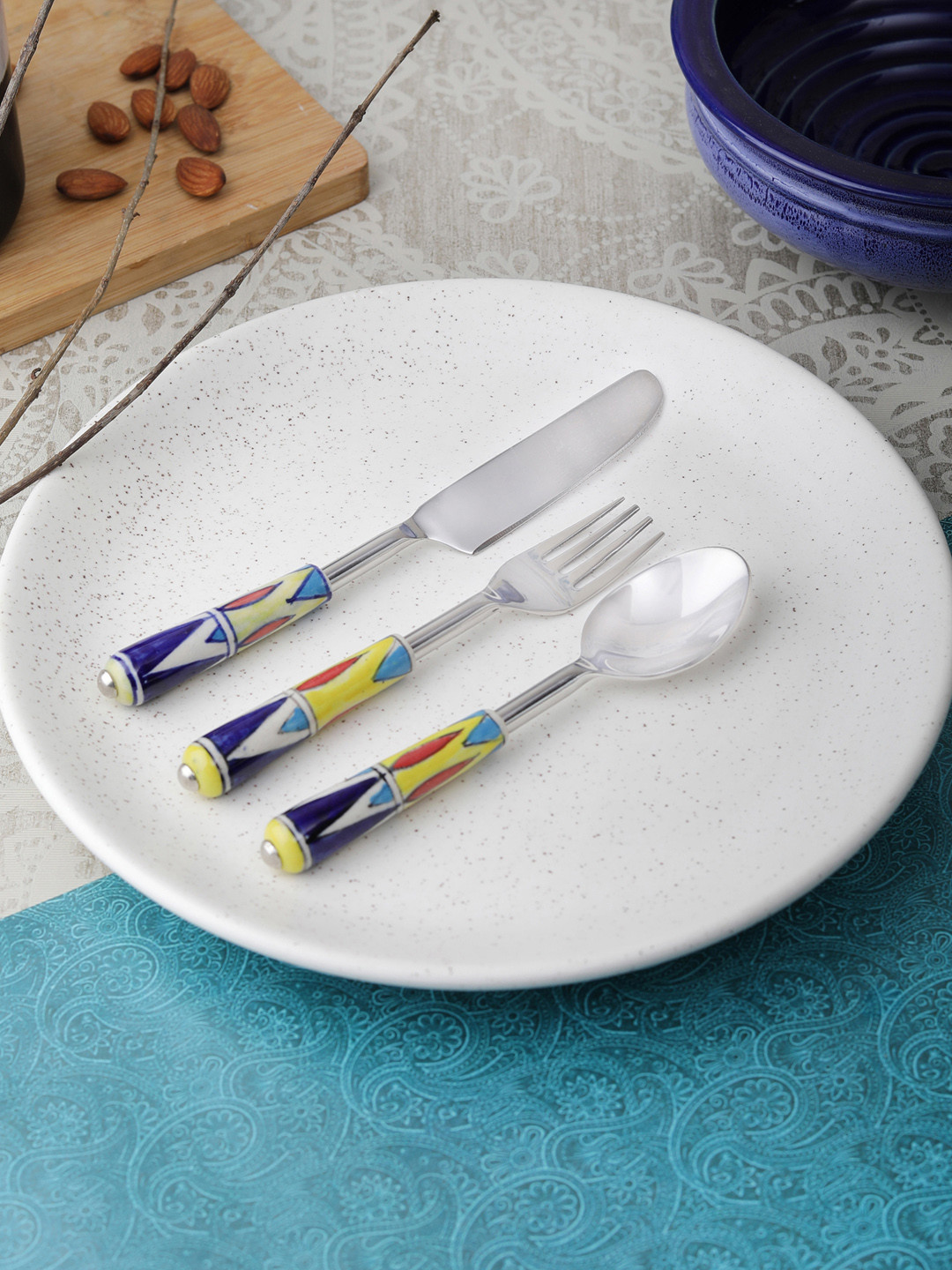 

VarEesha Set of 3 Blue Printed Ceramic Spoon