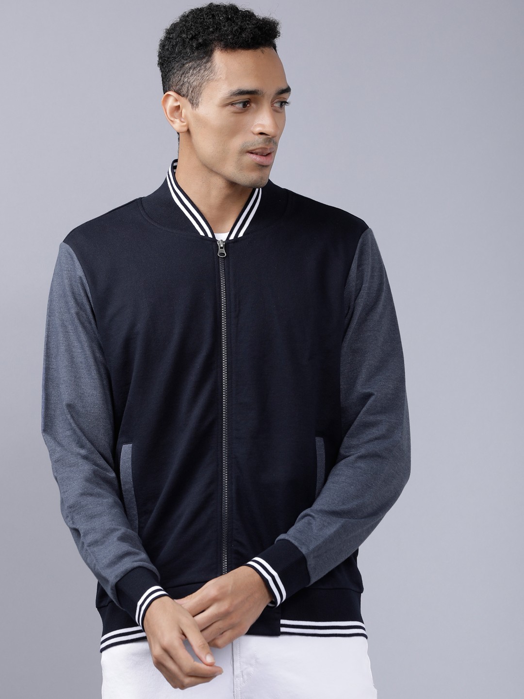 

HIGHLANDER Men Navy Blue Colourblocked Sweatshirt