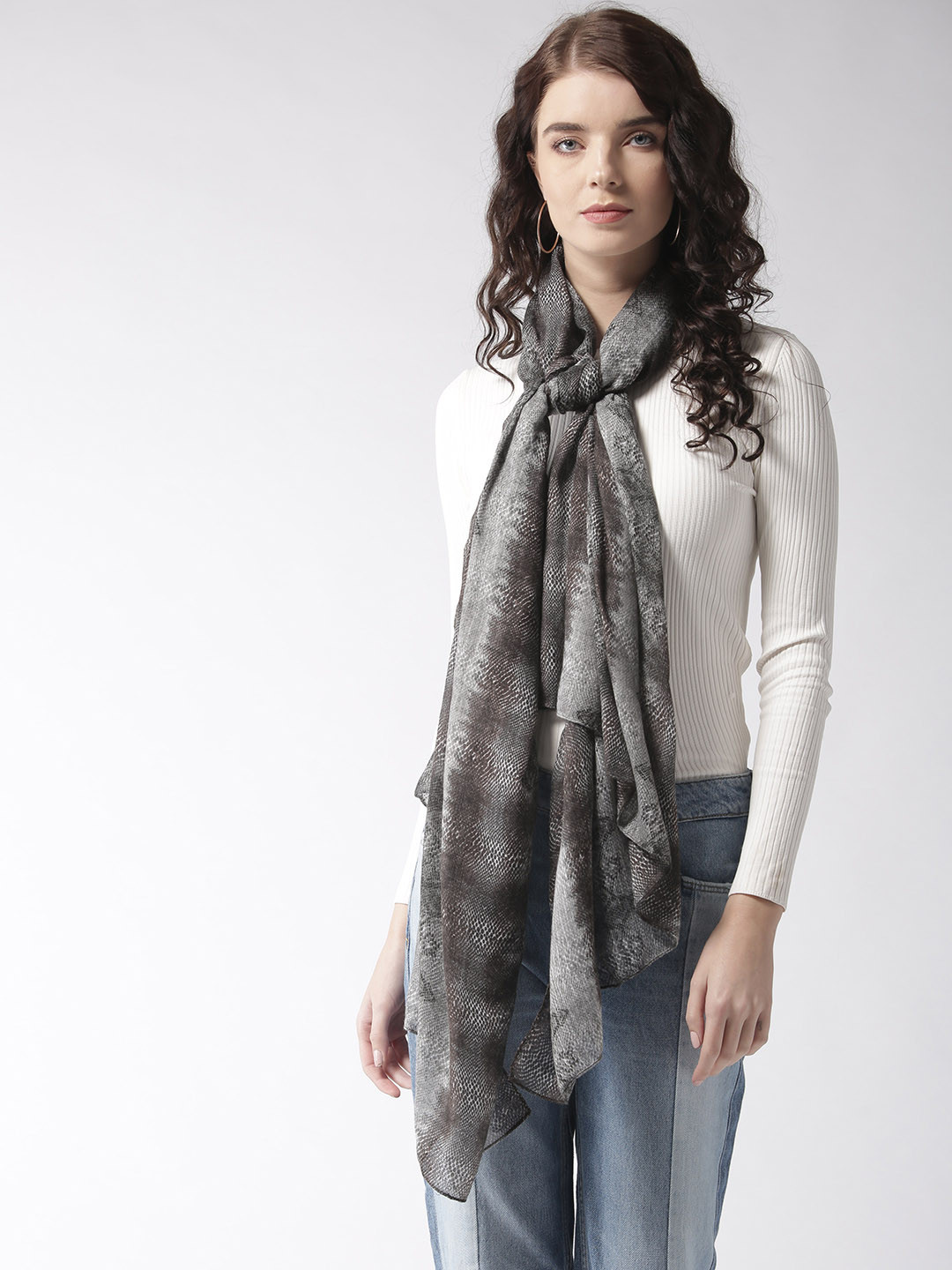 

Style Quotient Women Grey & Black Printed Stole