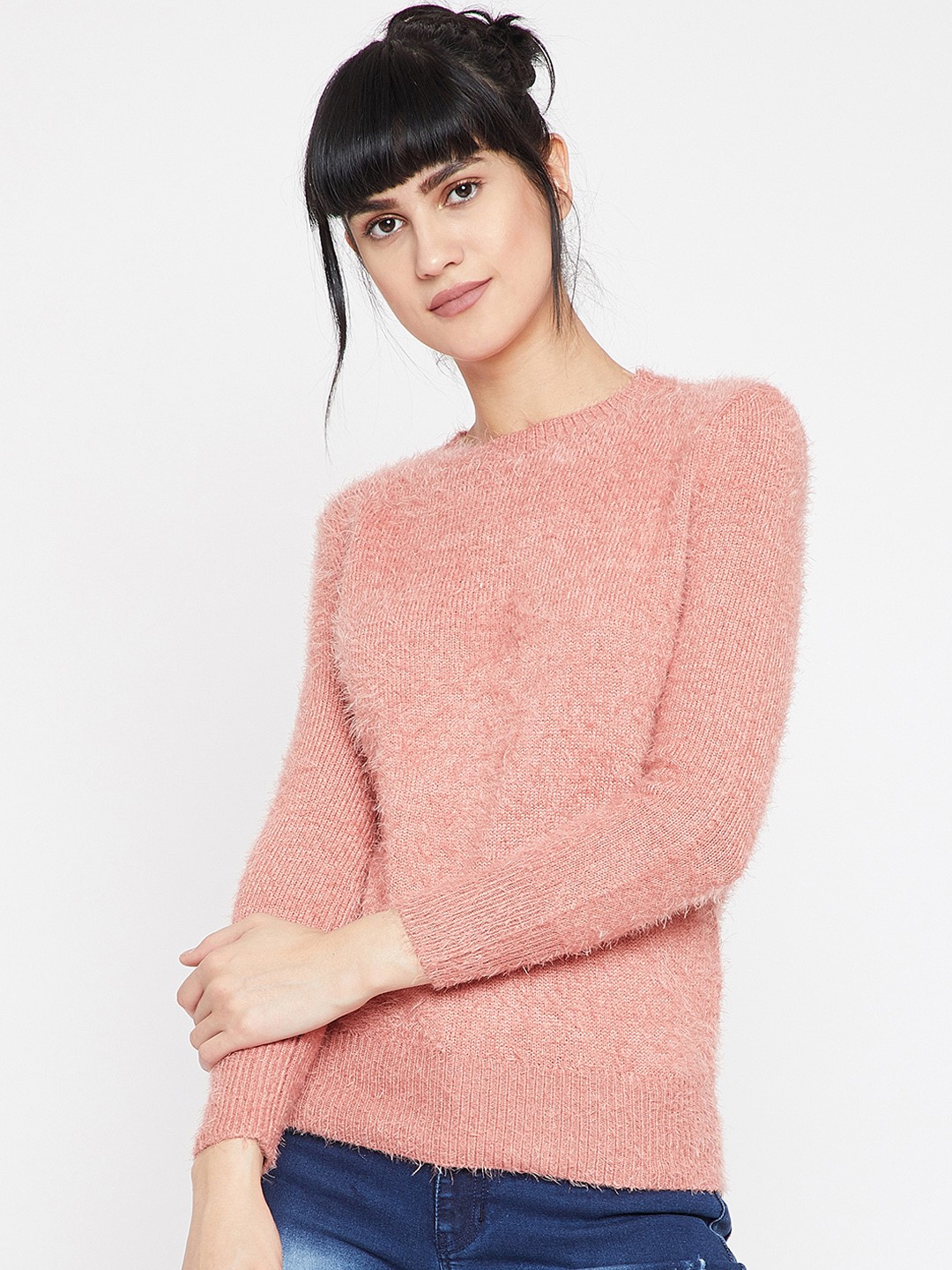 

RARE Women Pink Self Design Pullover