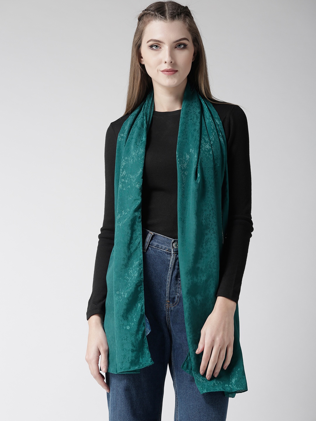 

Style Quotient Women Teal Green Woven Design Stole