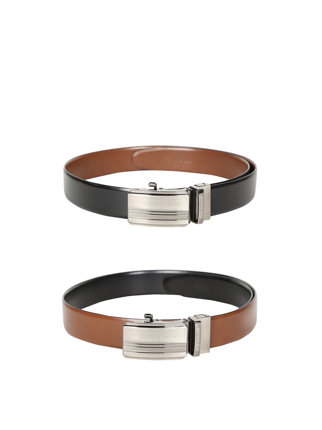

Peter England Men Brown & Black Reversible Leather Solid Belt