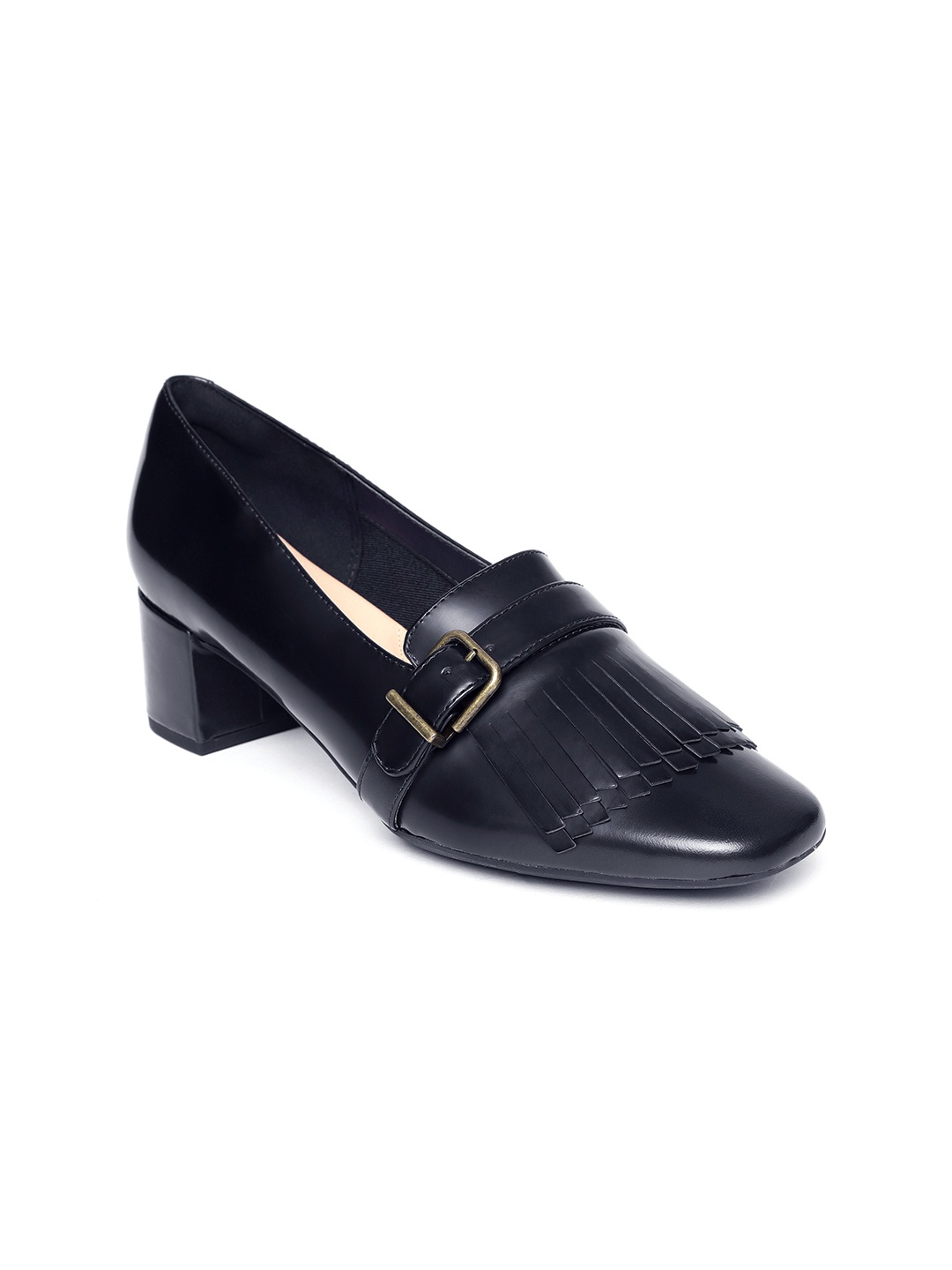 

Clarks Women Navy Blue Solid Leather Pumps