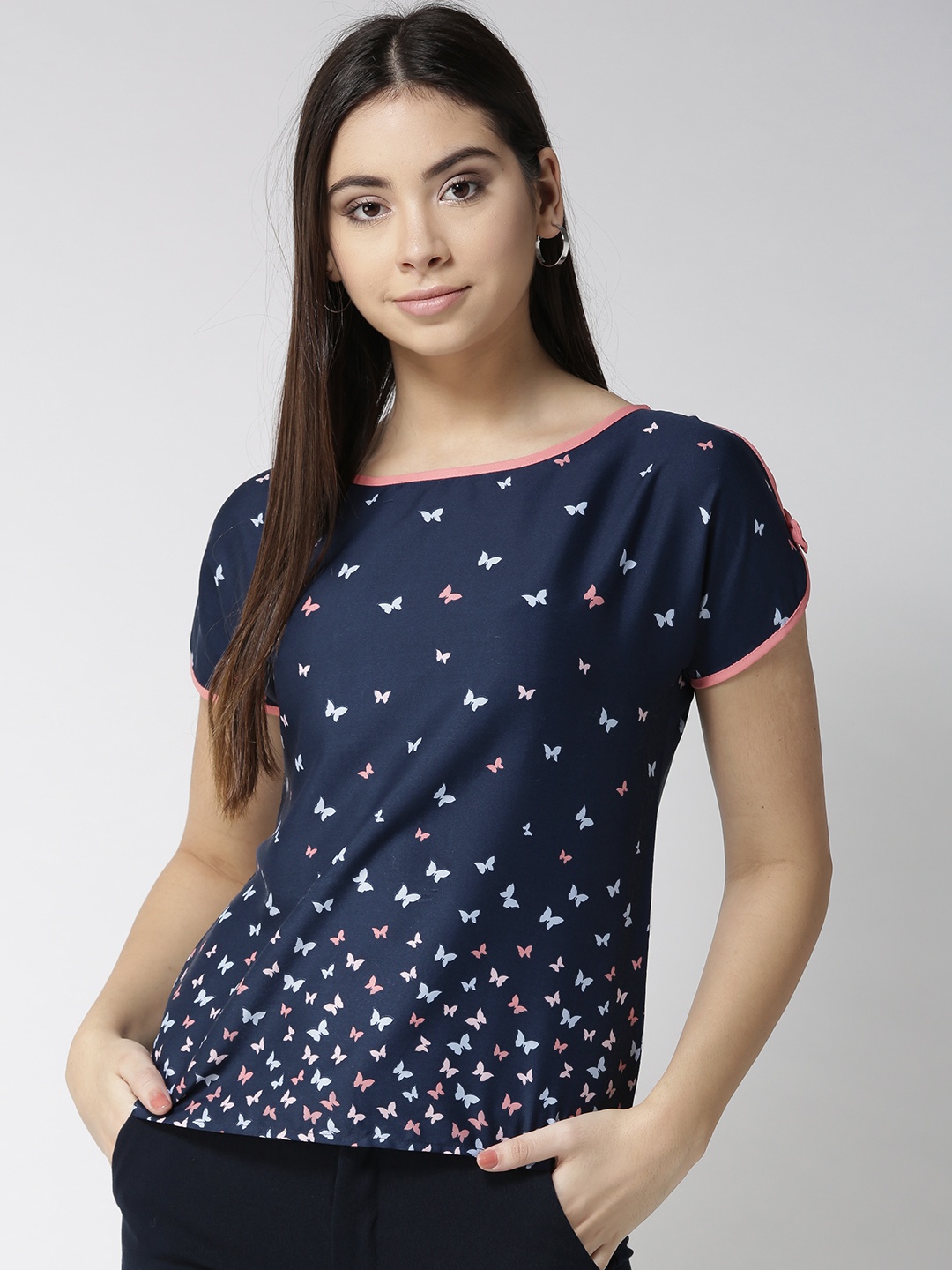 

Style Quotient Women Navy Blue Printed Top