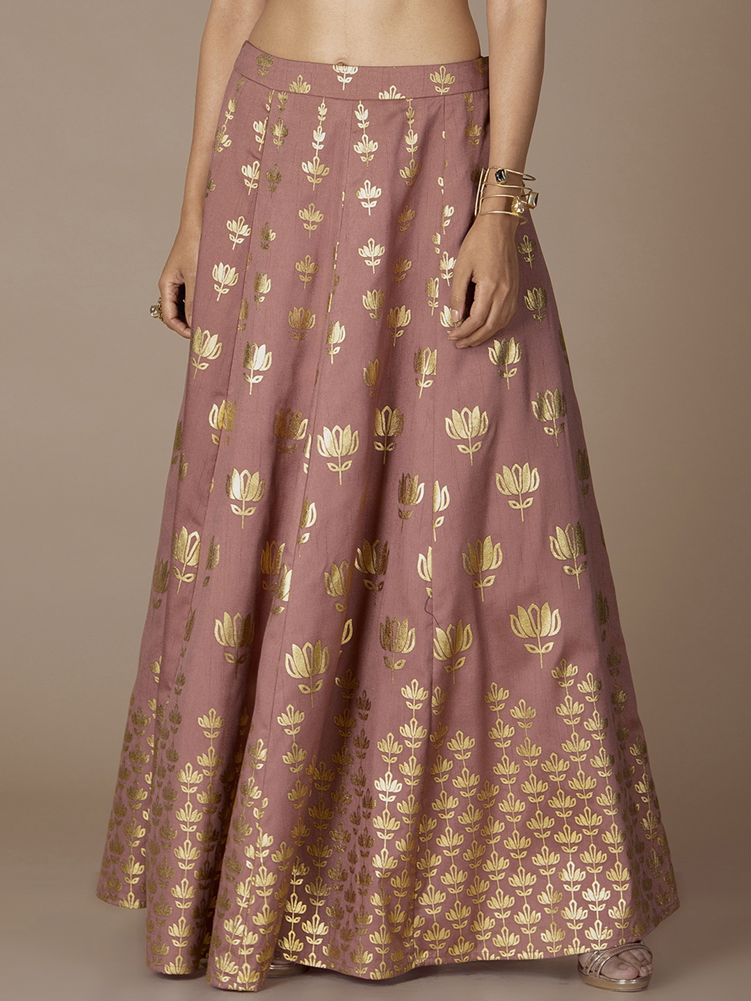 

INDYA Women Pink Printed Maxi Flared Skirt