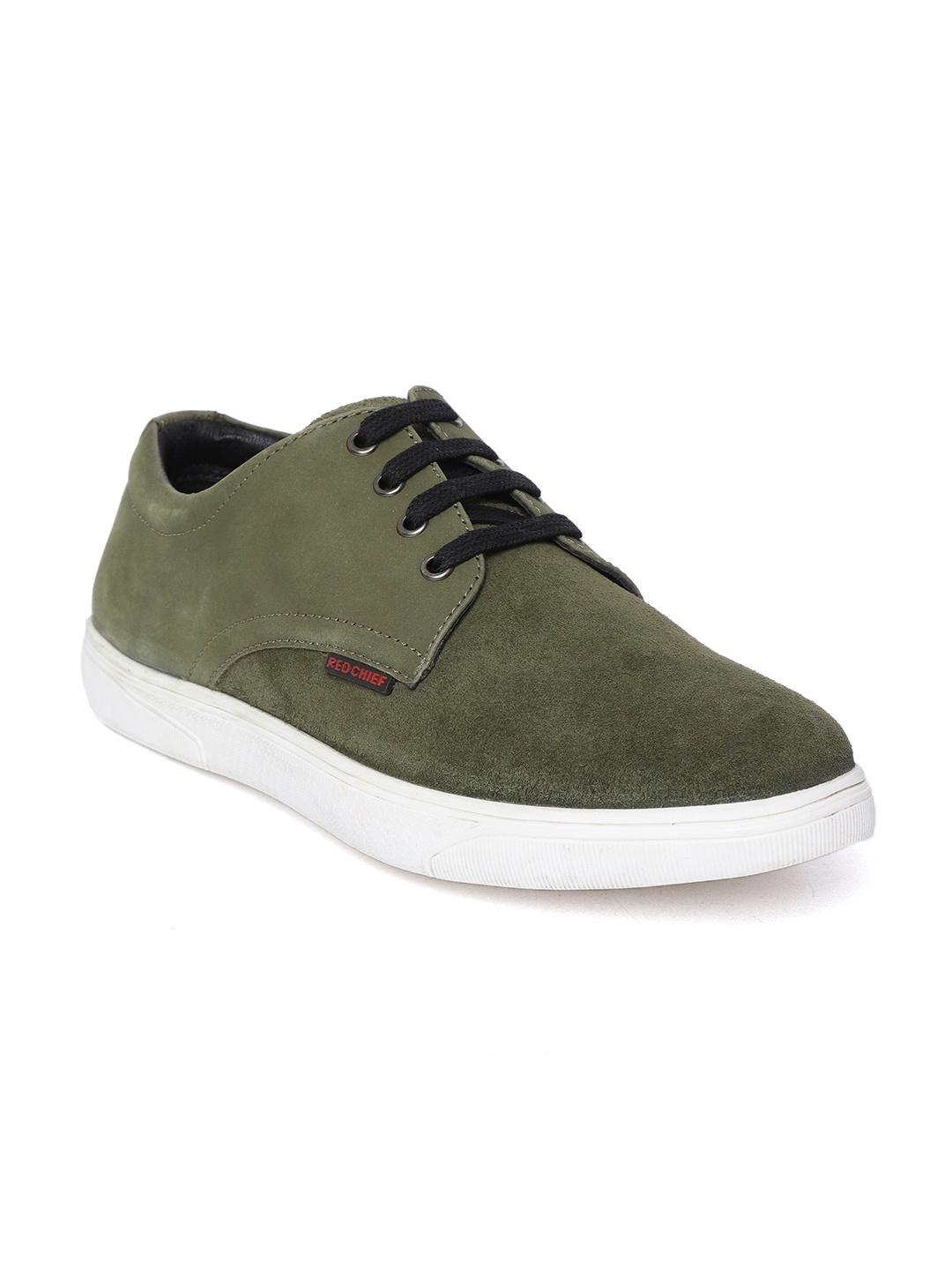 

Red Chief Men Olive Green Leather Sneakers