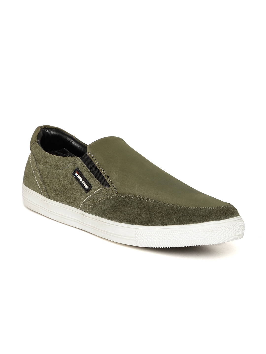 

Red Chief Men Olive Green Leather Sneakers