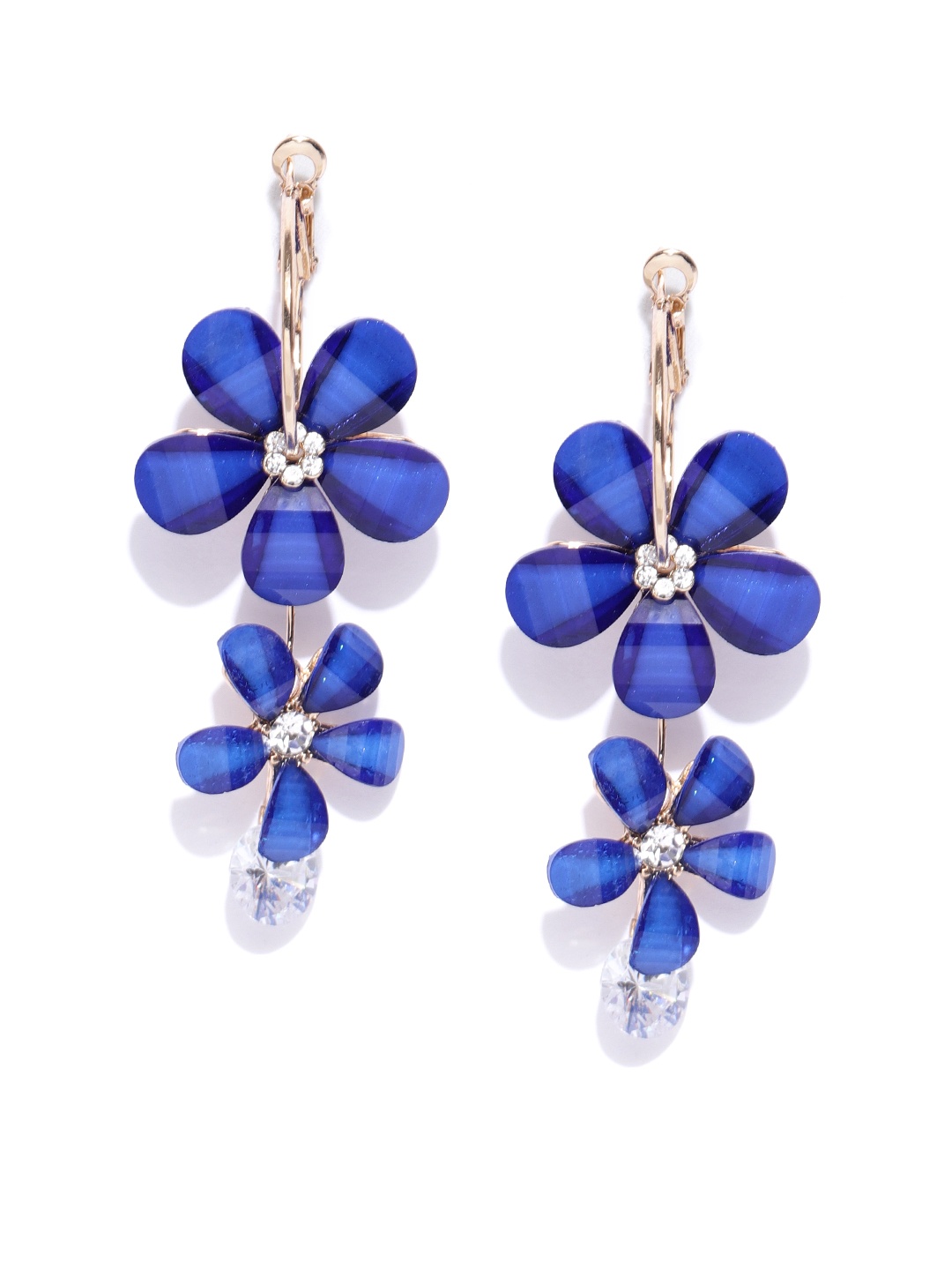 

Jewels Galaxy Blue Gold-Plated Handcrafted Floral Drop Earrings