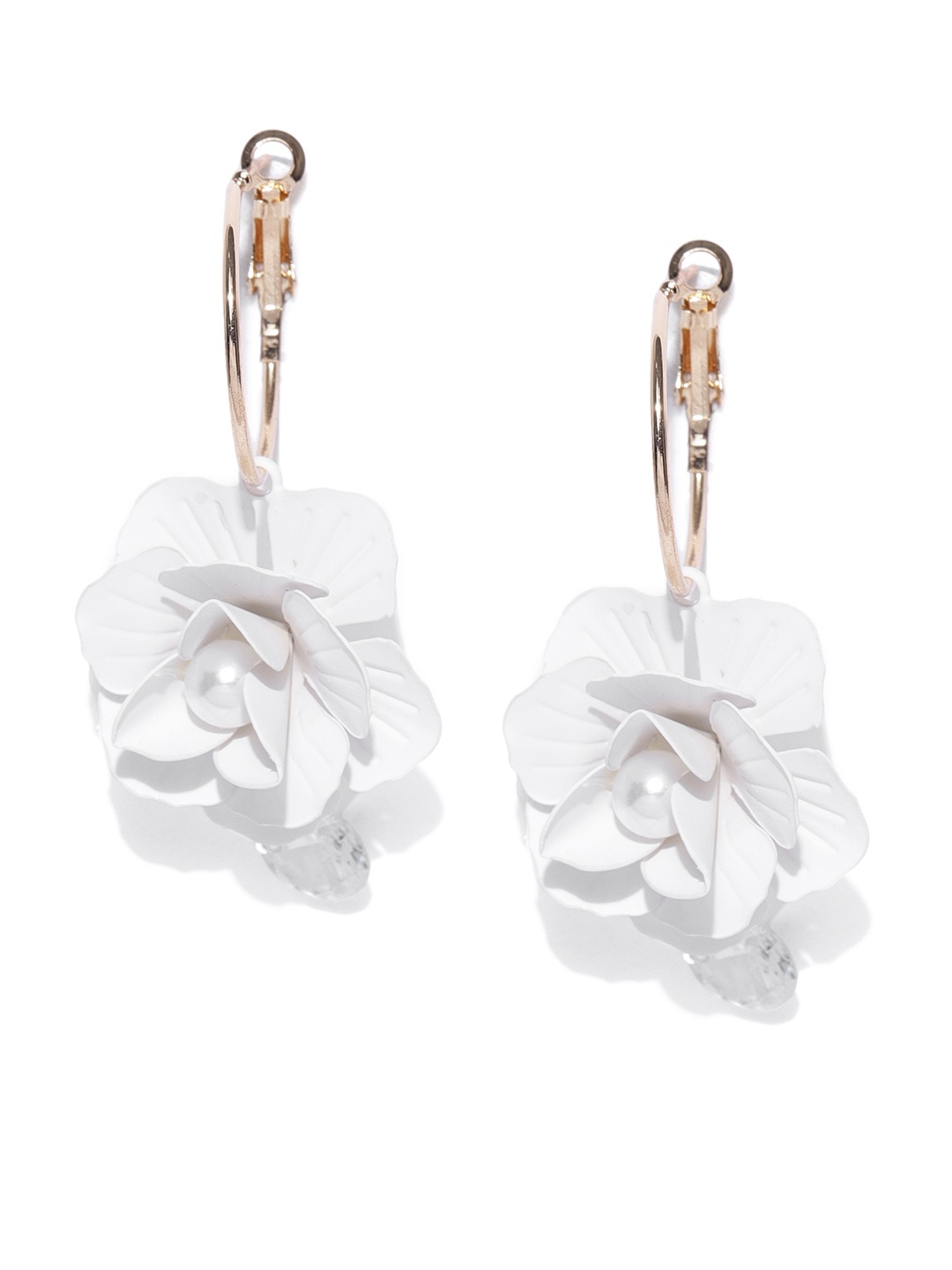

Jewels Galaxy White Gold-Plated Handcrafted Floral Drop Earrings