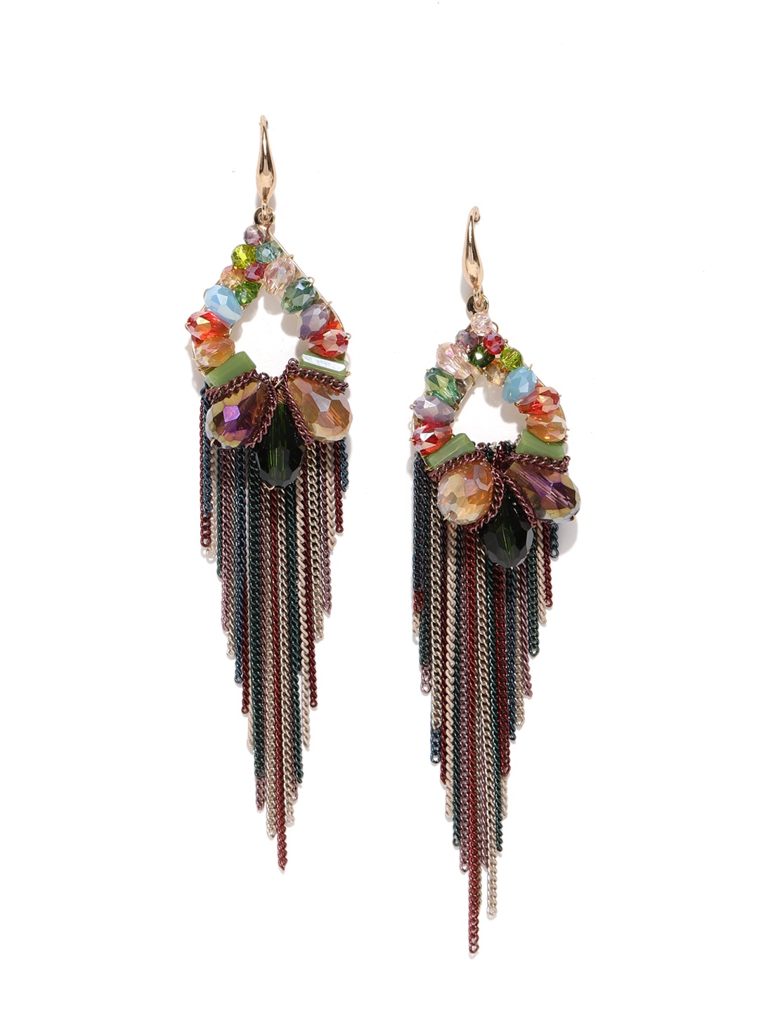

Jewels Galaxy Multicoloured Handcrafted Tasseled Contemporary Drop Earrings, Multi