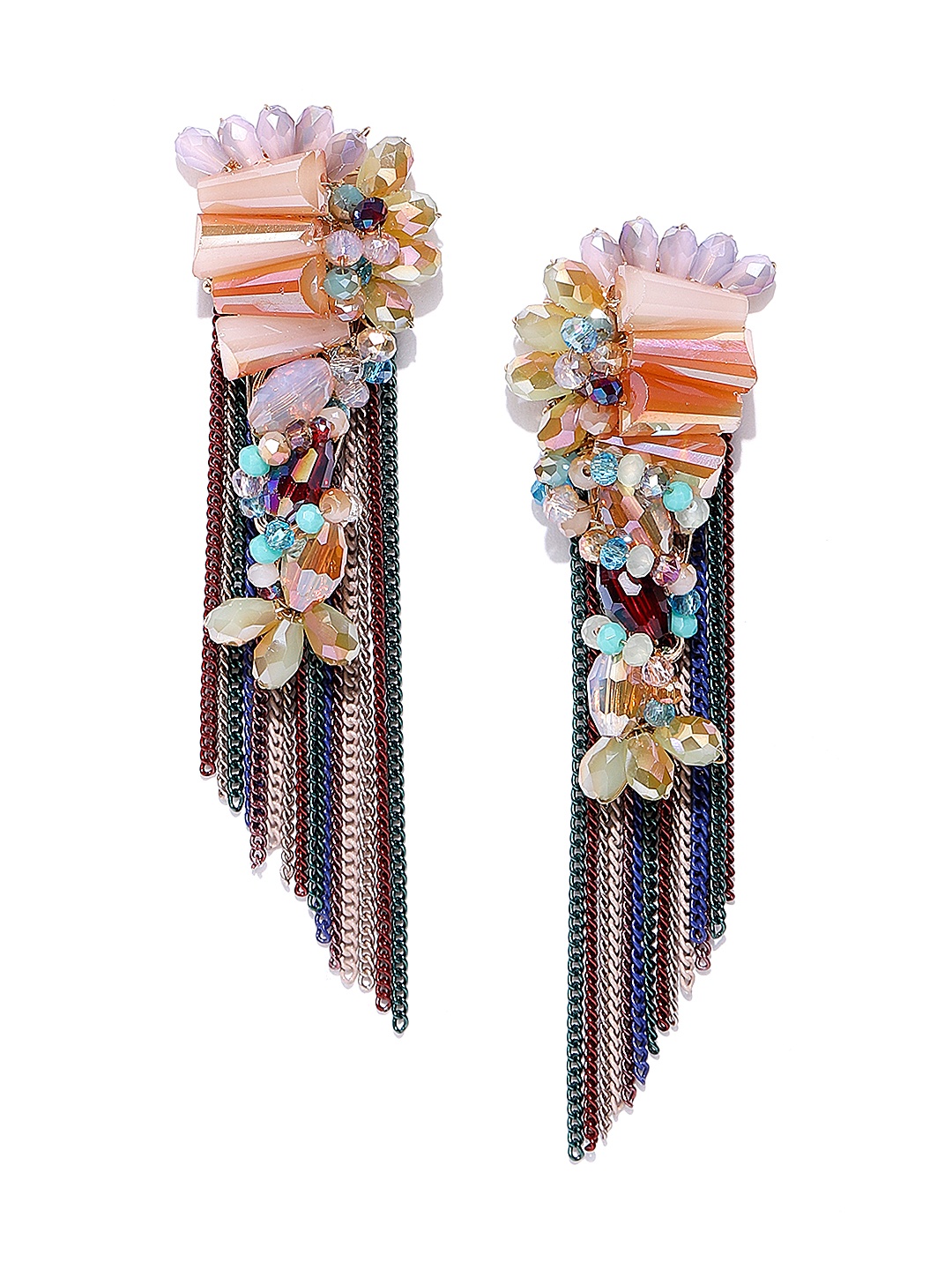 

Jewels Galaxy Multicoloured Gold-Plated Handcrafted Tasselled Drop Earrings, Multi