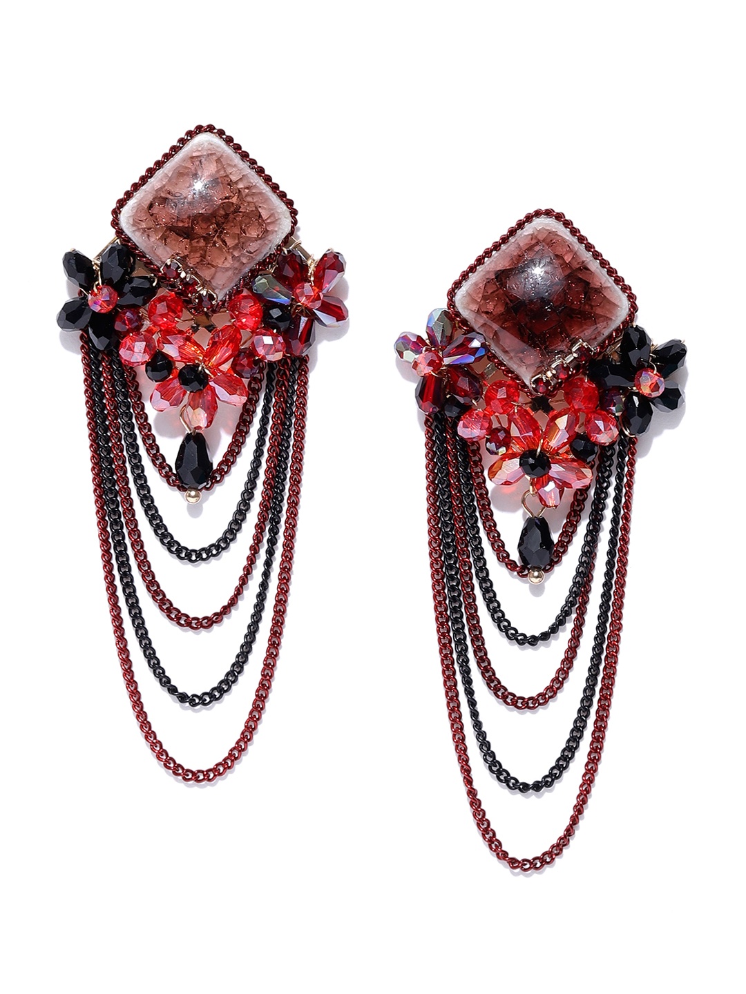 

Jewels Galaxy Red & Black Gold-Plated Handcrafted Contemporary Drop Earrings