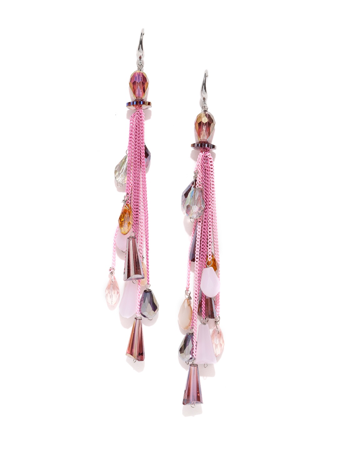 

Jewels Galaxy Pink Silver Plated Handcrafted Contemporary Drop Earrings