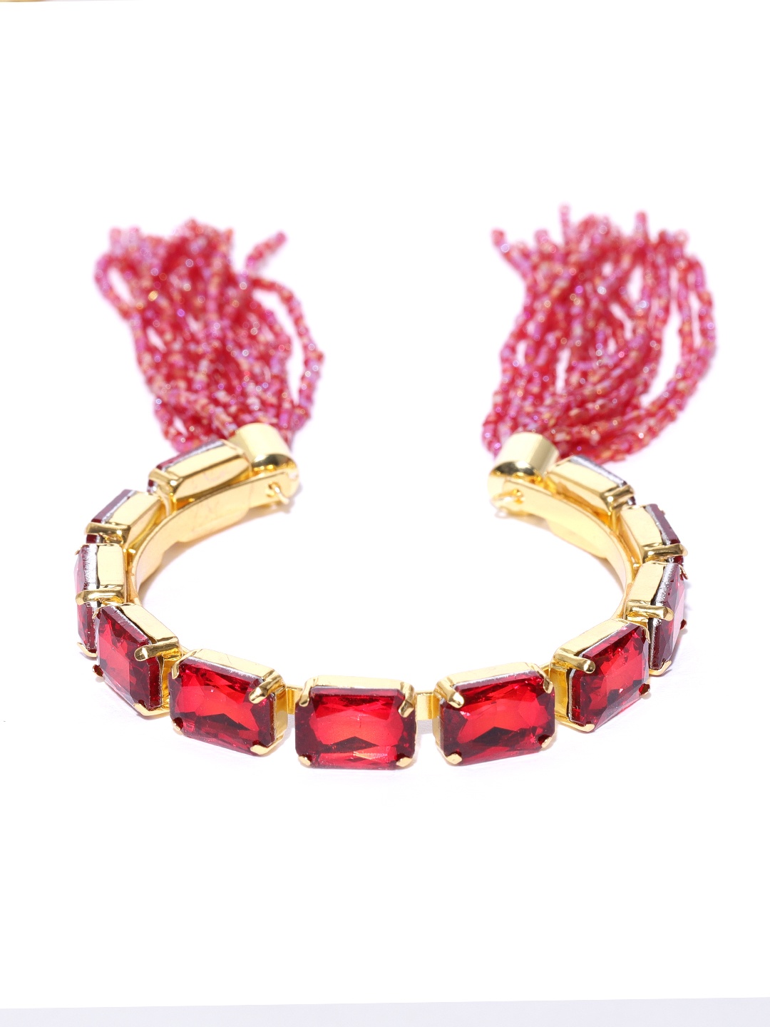 

Jewels Galaxy Red Gold-Plated Handcrafted Cuff Bracelet
