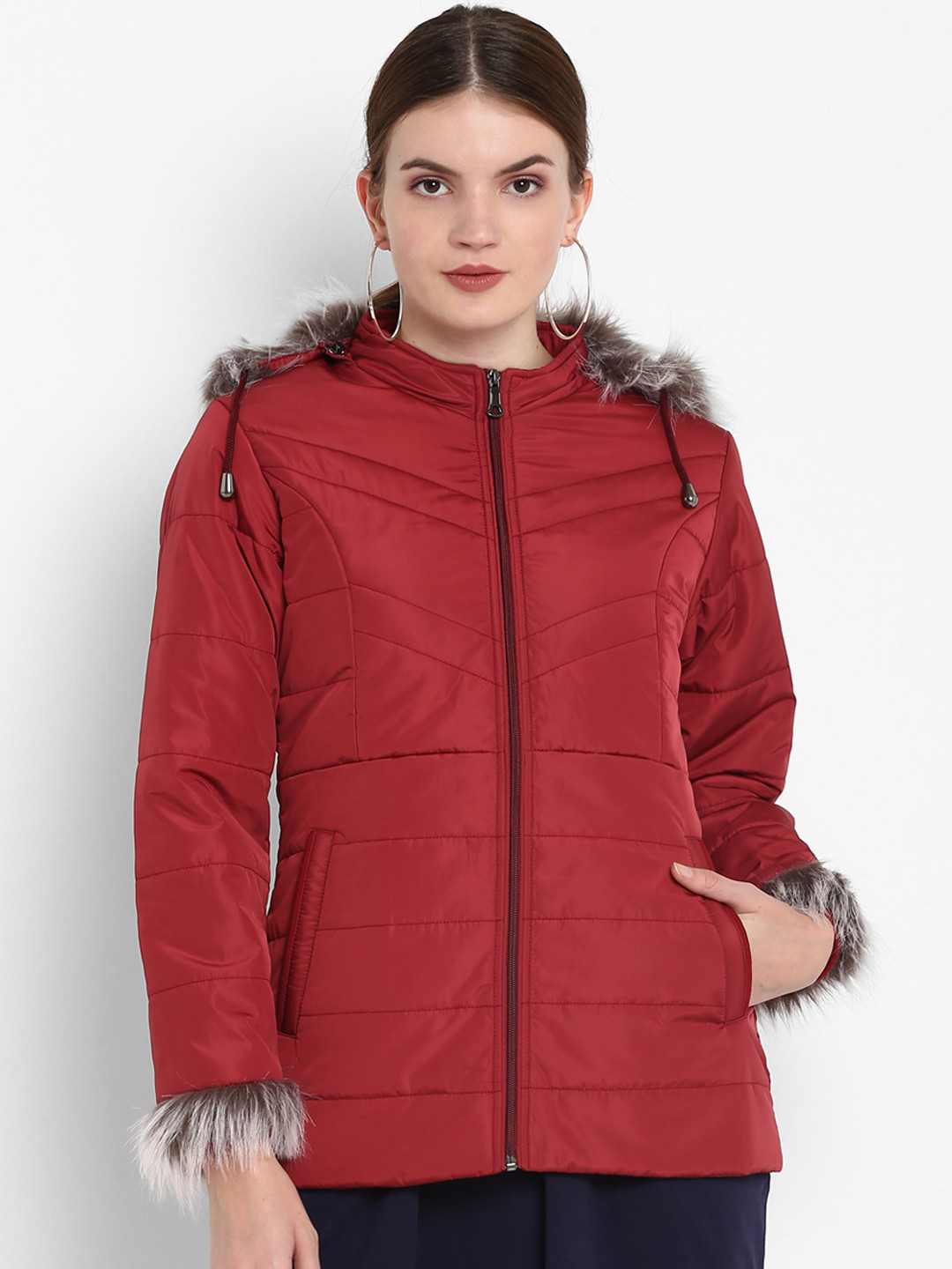 

Alsace Lorraine Paris Women Red Solid Lightweight Padded Jacket