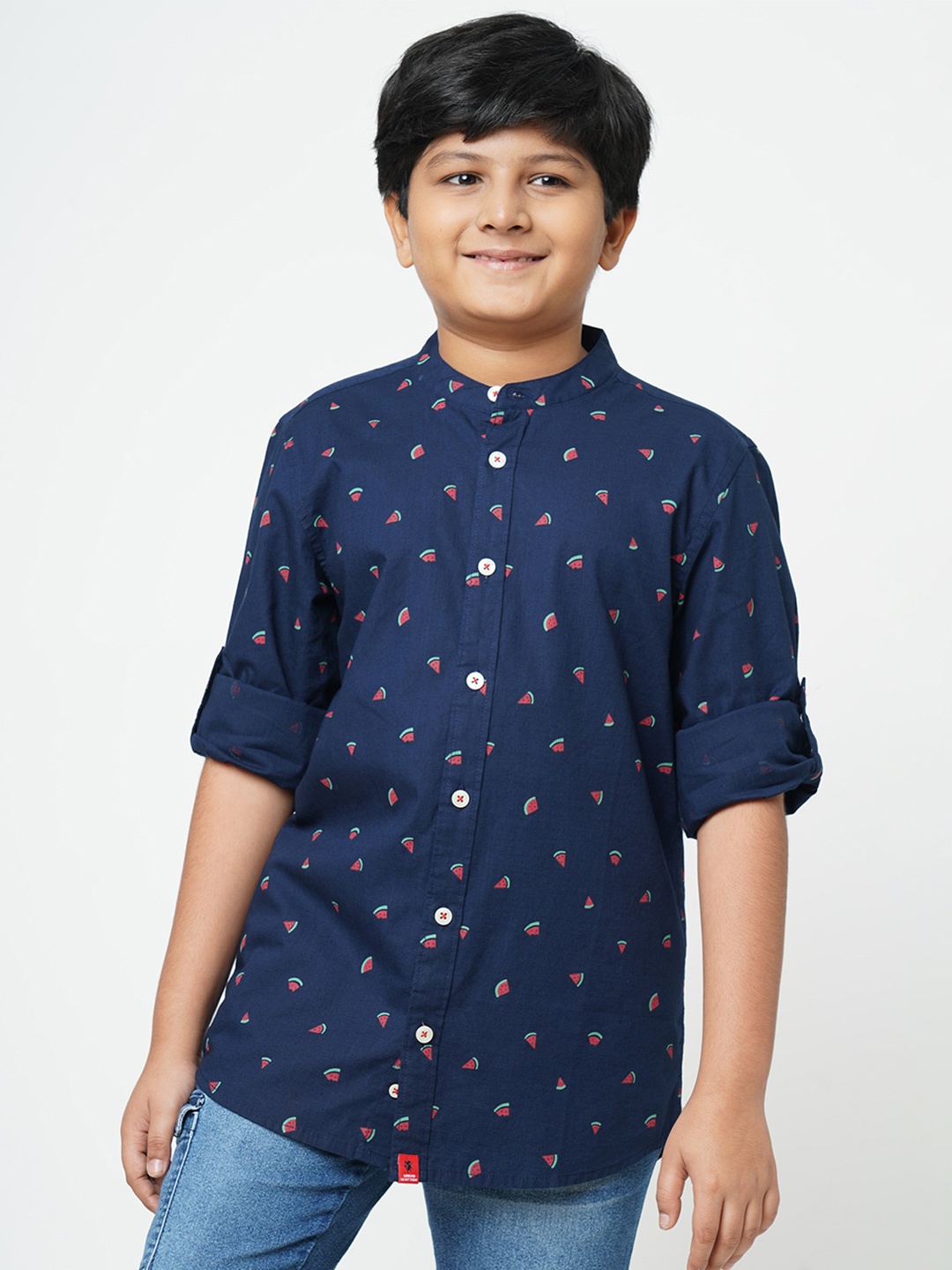 

URBAN SCOTTISH Boys Navy Blue Regular Fit Printed Casual Shirt