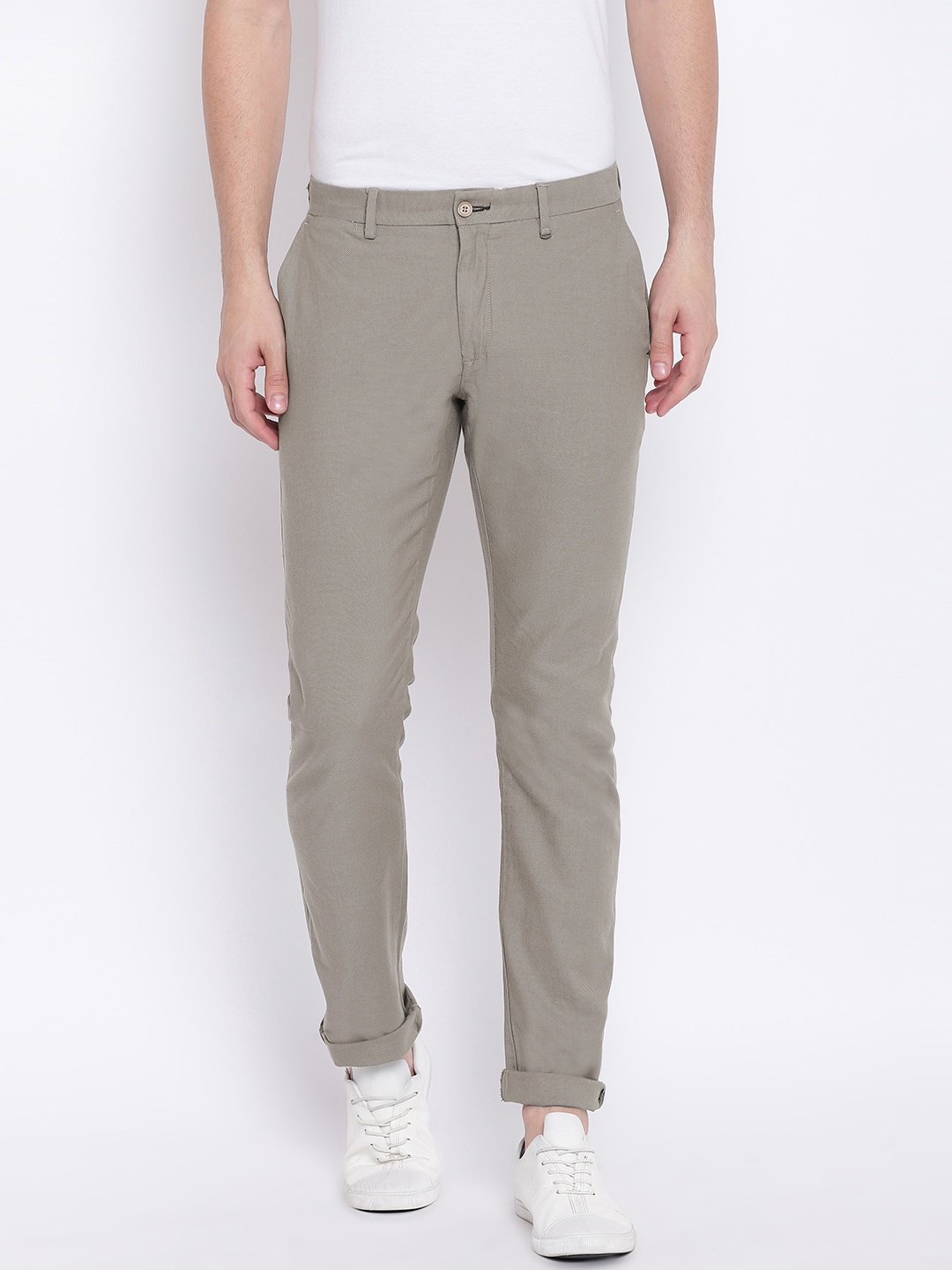 

Blackberrys Men Grey B-95 Slim Fit Solid Trousers
