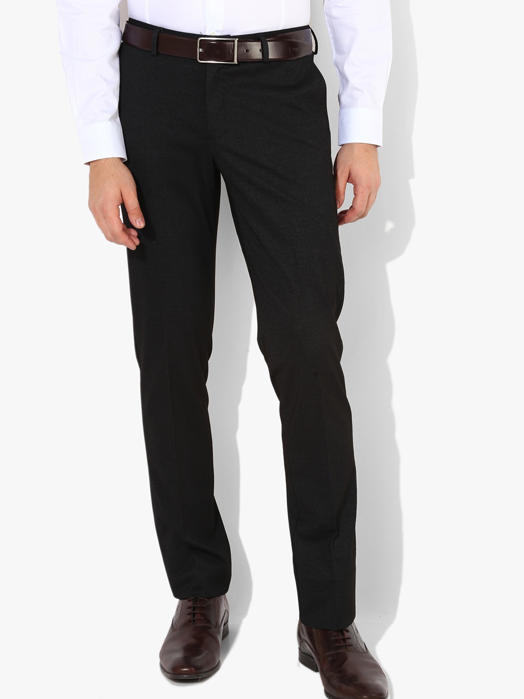 

Blackberrys Black Solid Mid-Rise B-95 Slim Fit Formal Trousers