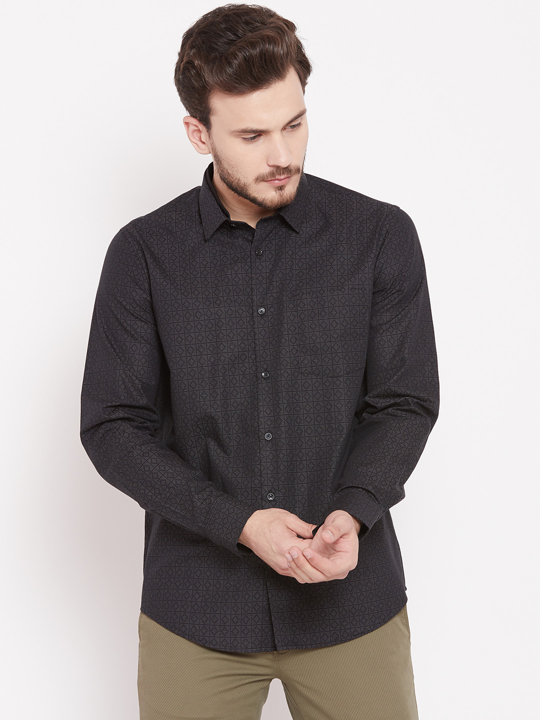 

Blackberrys Men Black Slim Fit Self Design Casual Shirt