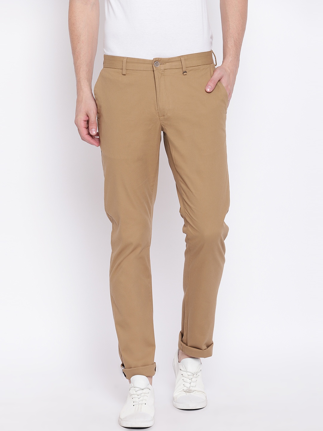 

Blackberrys Men Khaki Regular Fit Self-Design Chinos