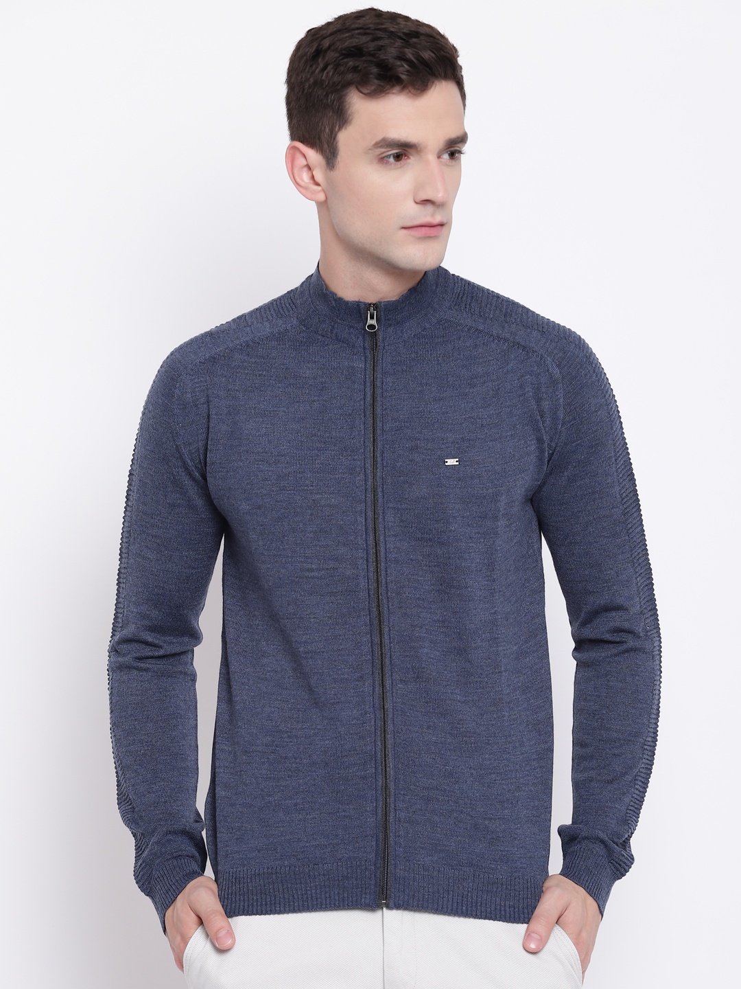 

Blackberrys Men Navy Blue Solid Cardigan