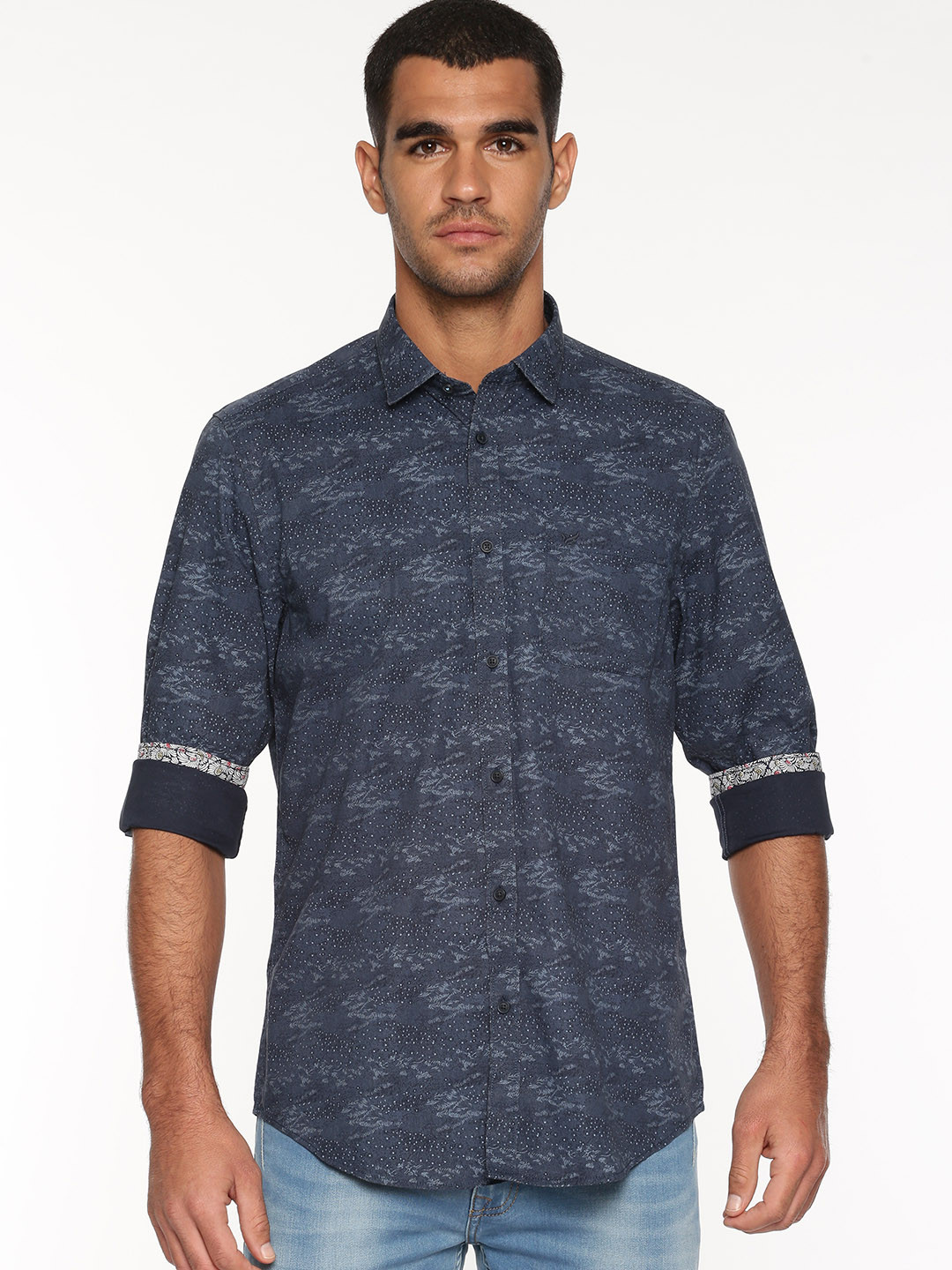 

Blackberrys Men Navy Blue Slim Fit Printed Casual Shirt