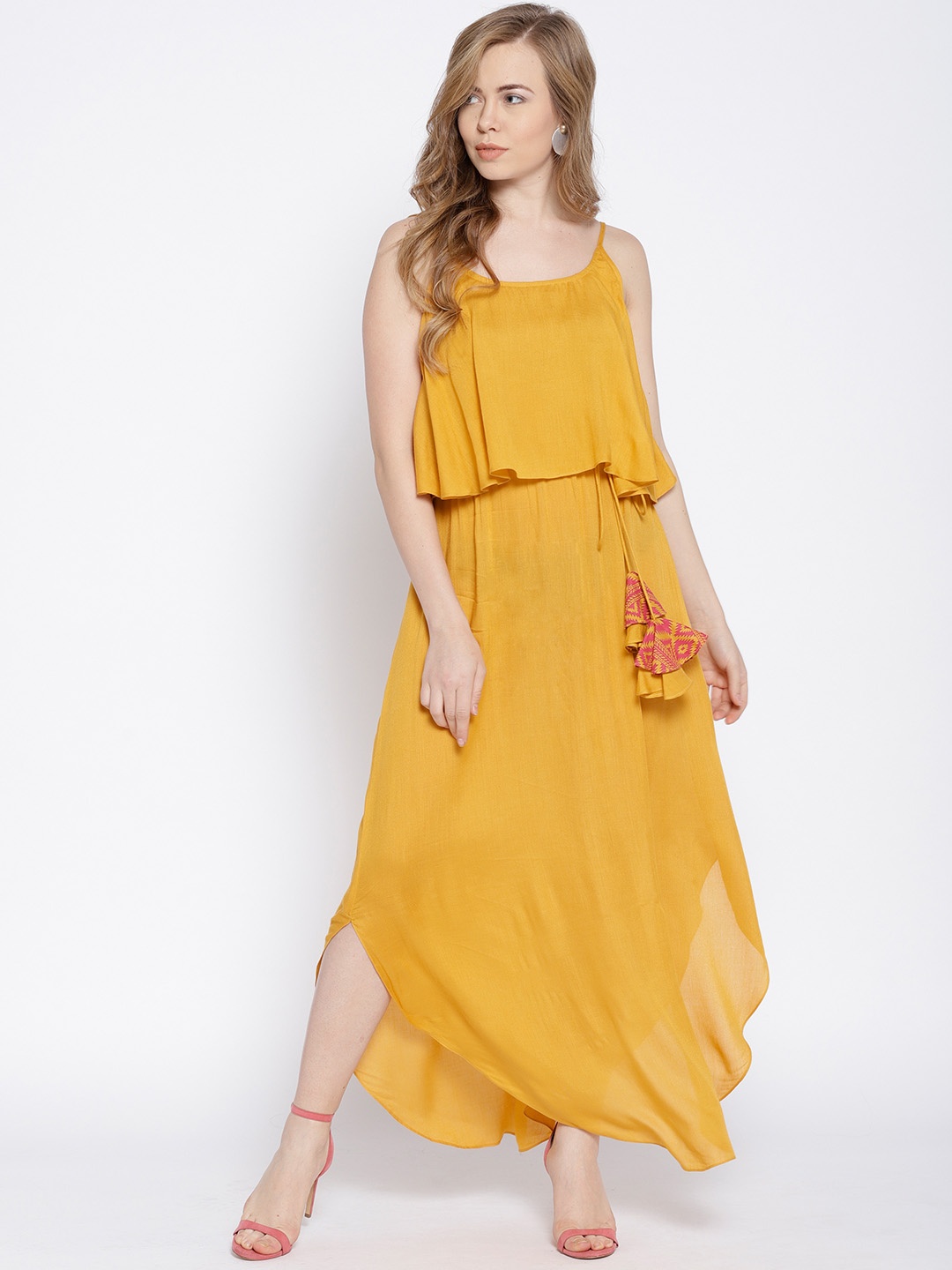 

MABISH by Sonal Jain Women Mustard Yellow Layered Maxi Dress