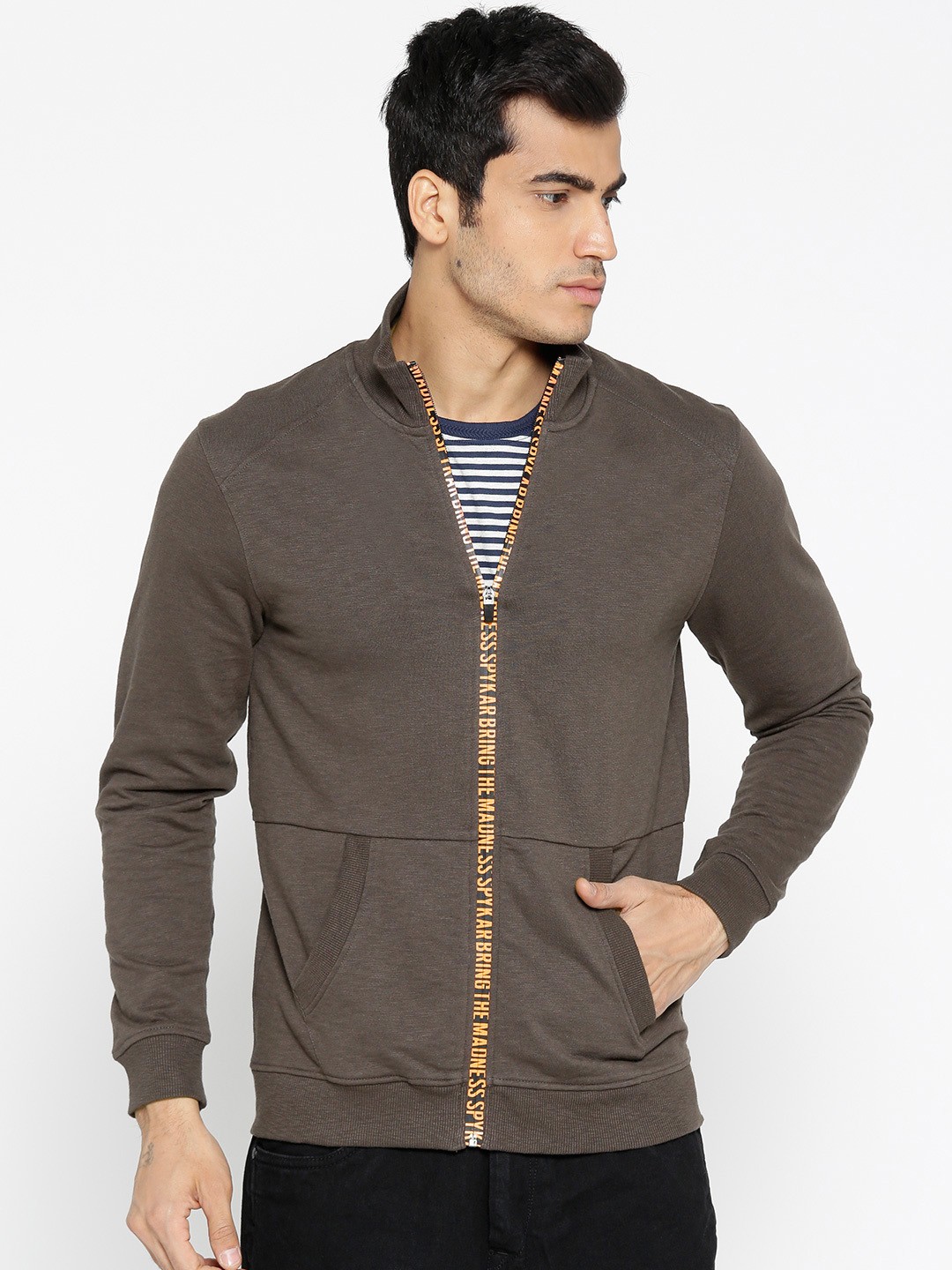 

SPYKAR Men Charcoal Grey Solid Sweatshirt