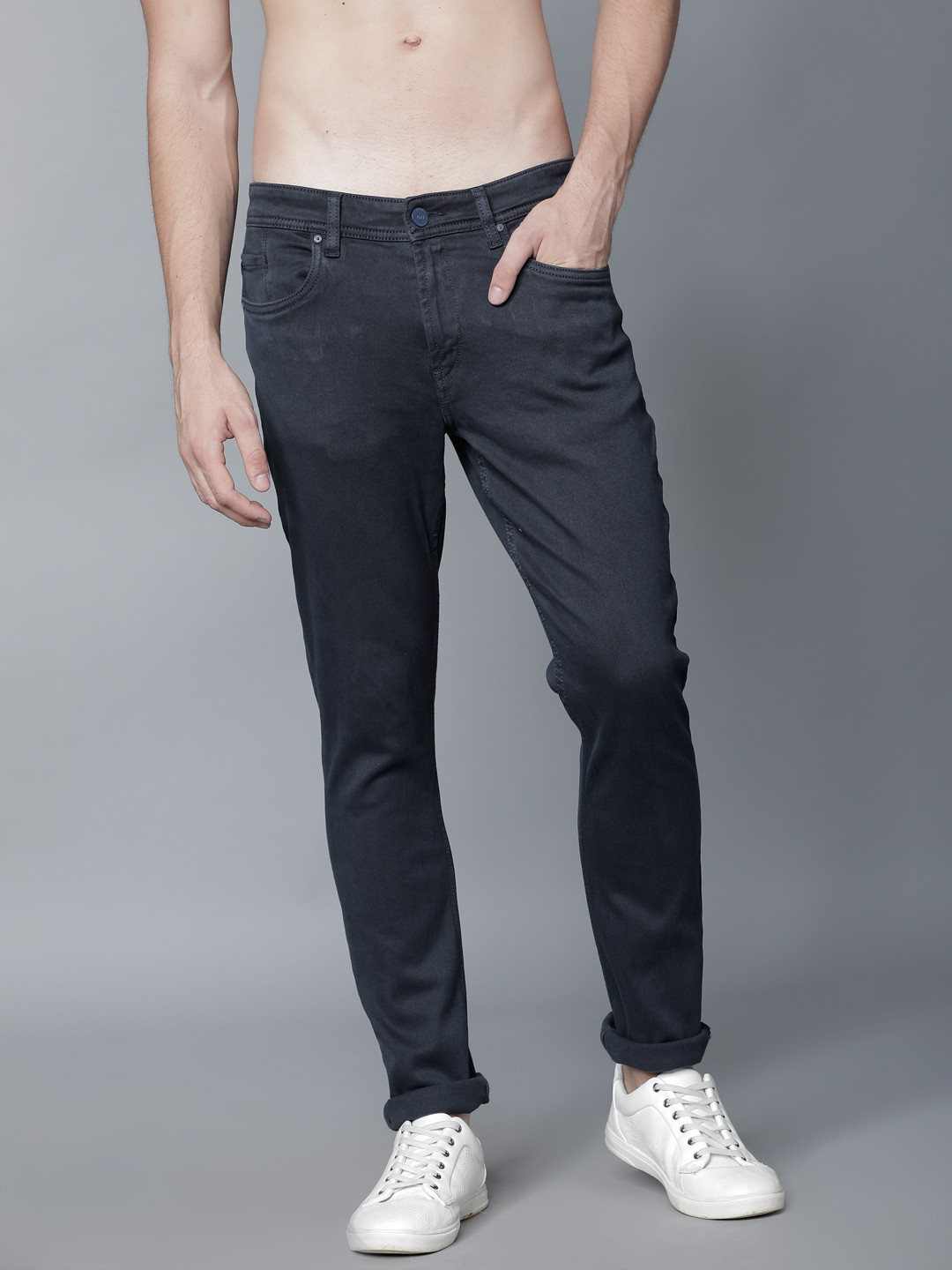

LOCOMOTIVE Men Navy Blue Slim Fit Mid-Rise Clean Look Stretchable Jeans