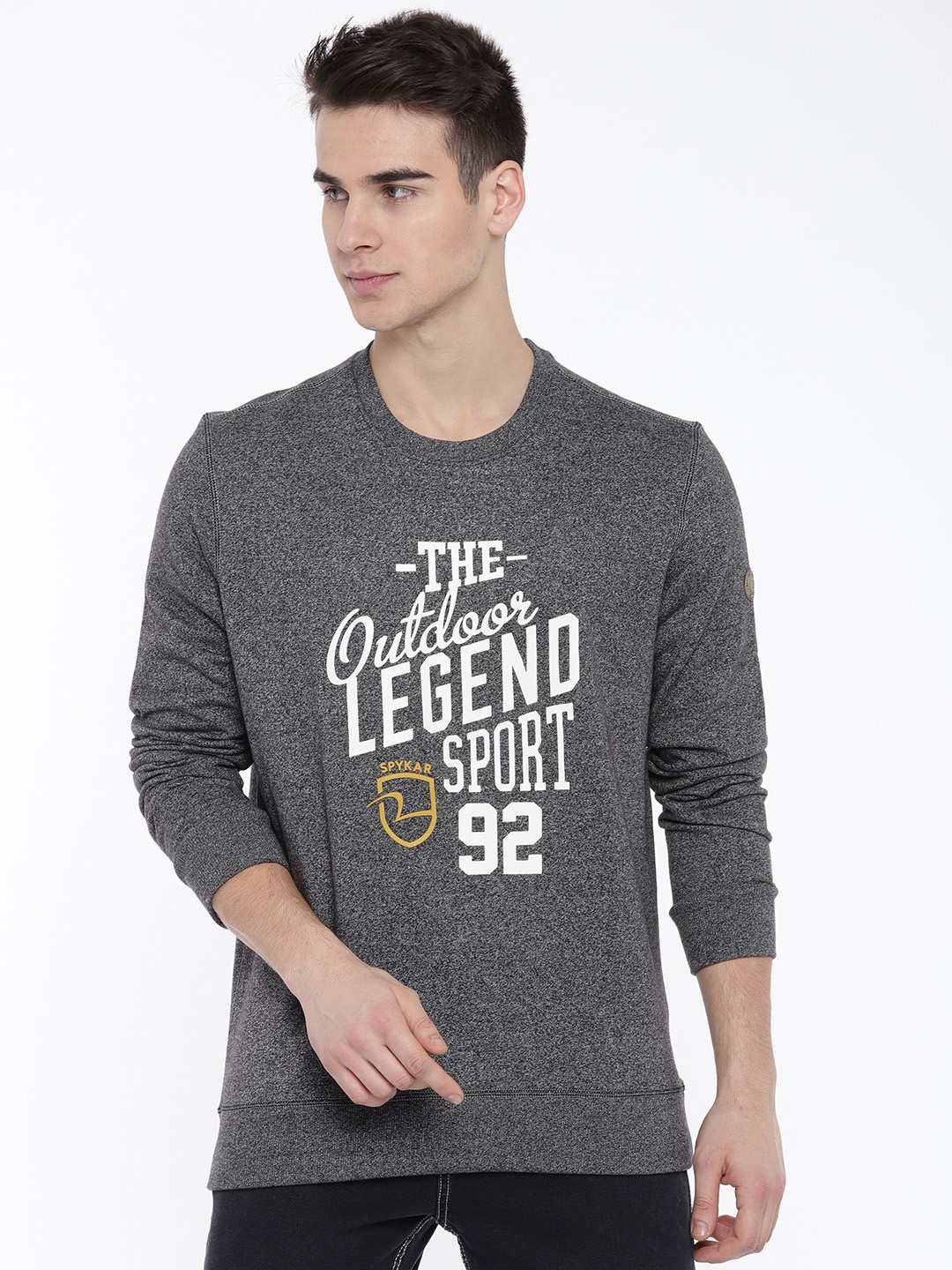 

SPYKAR Men Charcoal Grey Printed Sweatshirt