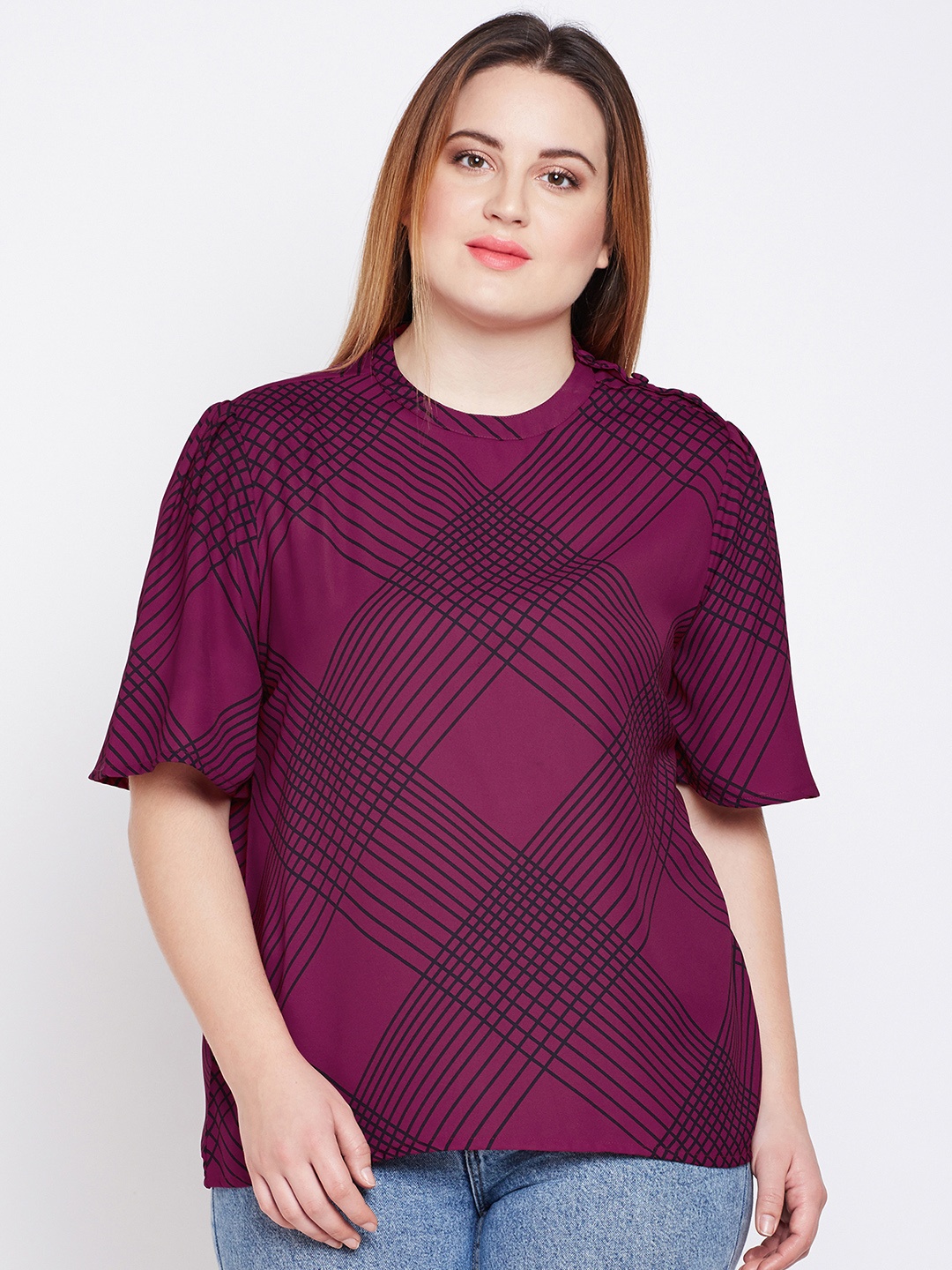

Style Quotient Women Pink Checked Top