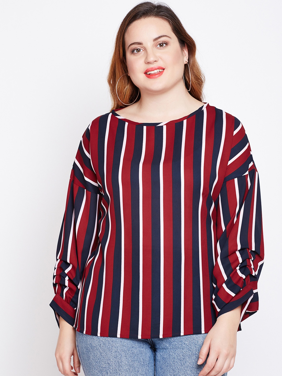 

Style Quotient Women Maroon Striped Top