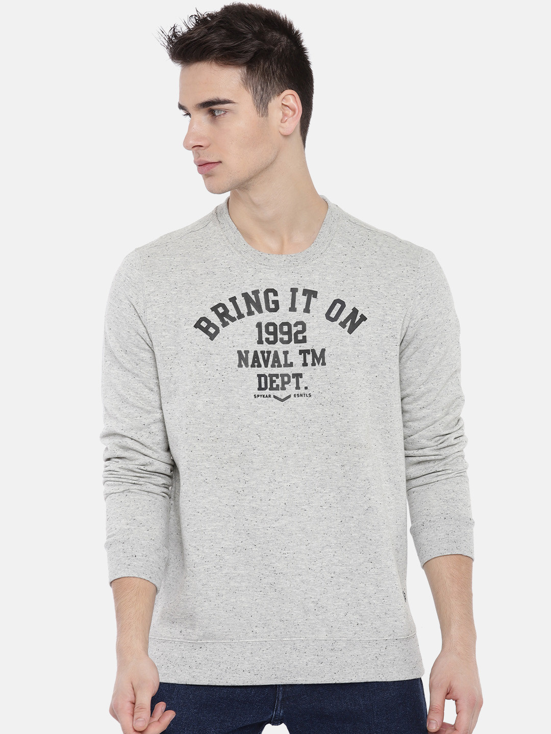 

SPYKAR Men Grey Printed Sweatshirt
