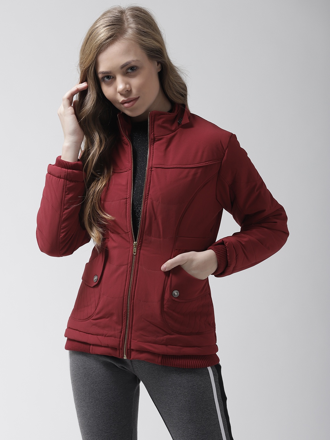 

Fort Collins Women Maroon Solid Padded Jacket