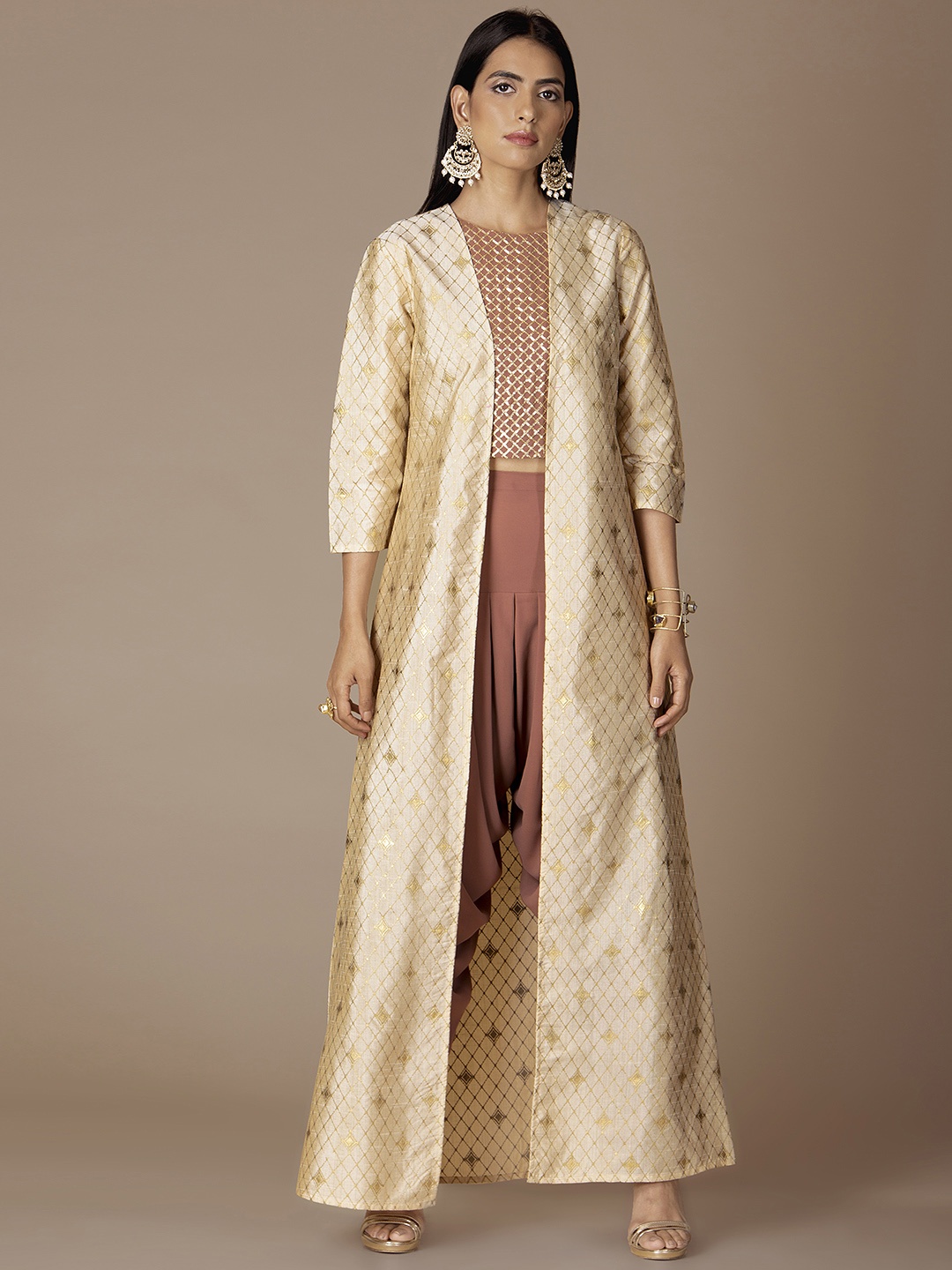 

INDYA Women Beige Checked Tailored Jacket