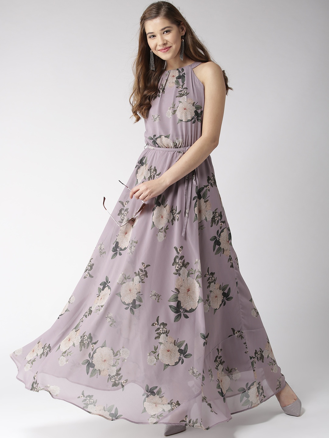 

20Dresses Women Mauve & Green Printed Maxi Dress