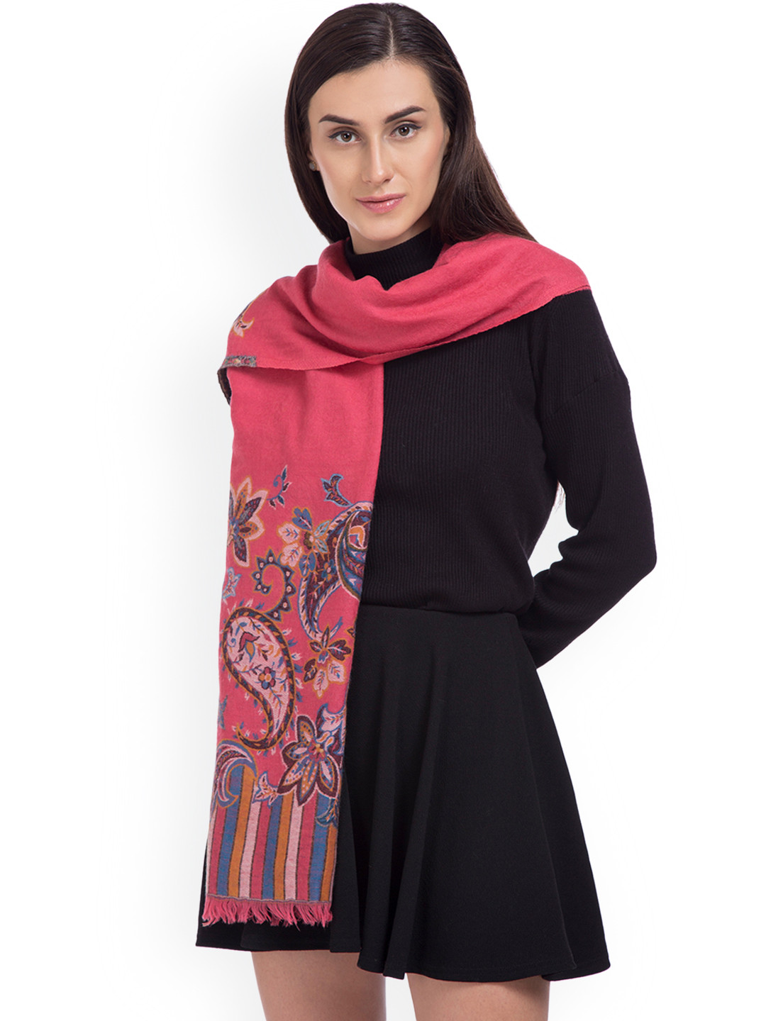 

SHINGORA Women Pink Woven Design Stole