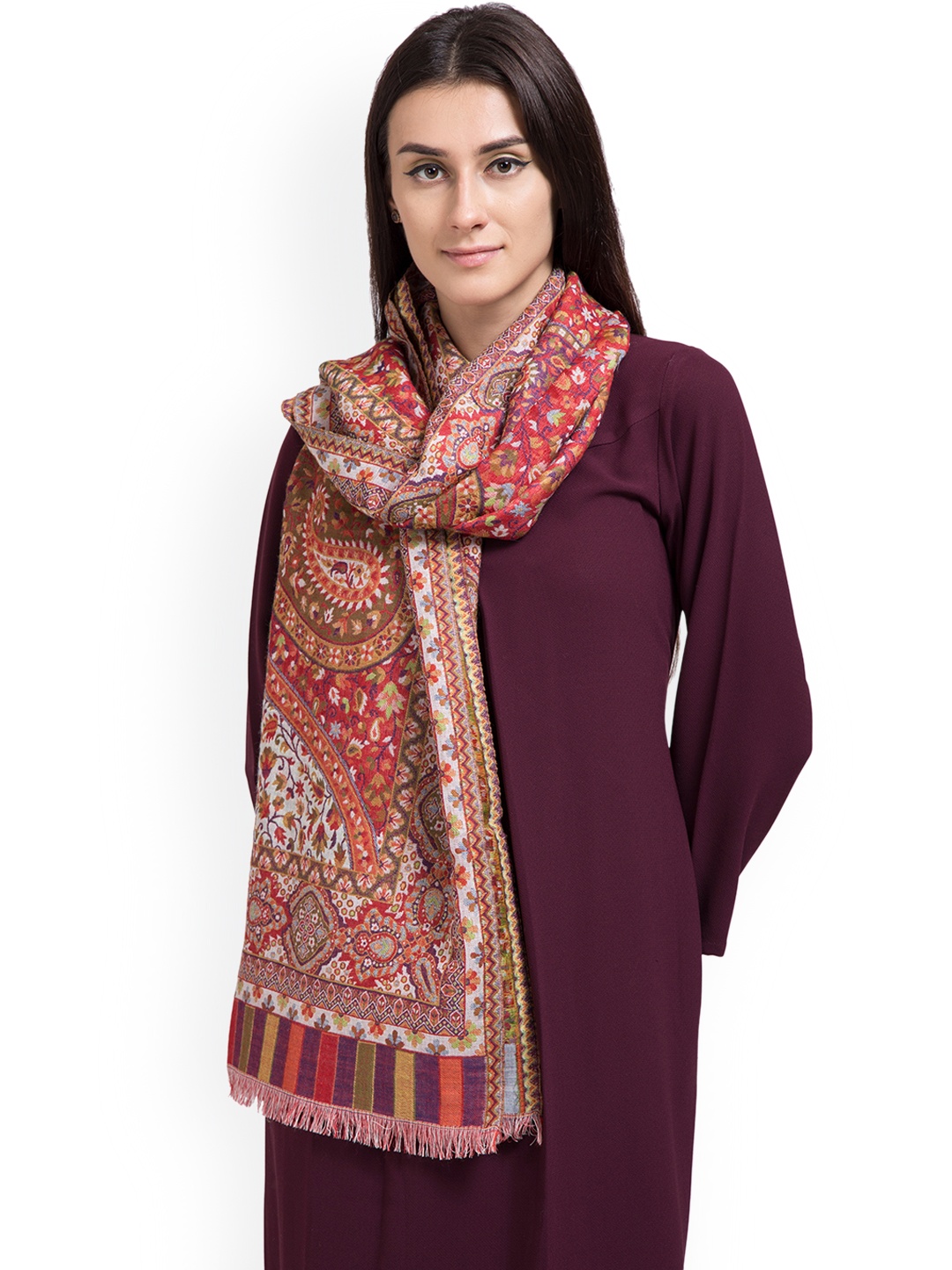 

SHINGORA Women Multicoloured Woven Design Woollen Stole, Multi