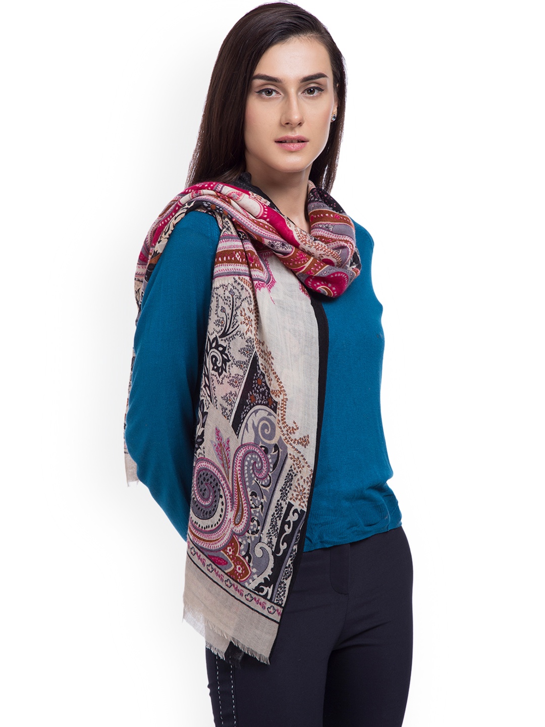 

SHINGORA Women Multicoloured Printed Woollen Stole, Multi
