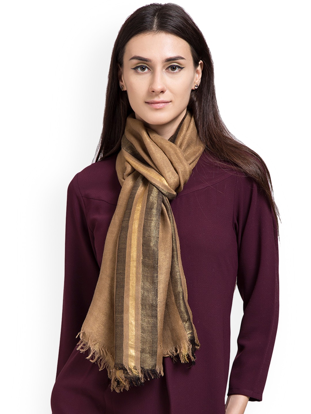 

SHINGORA Women Beige Solid Stole