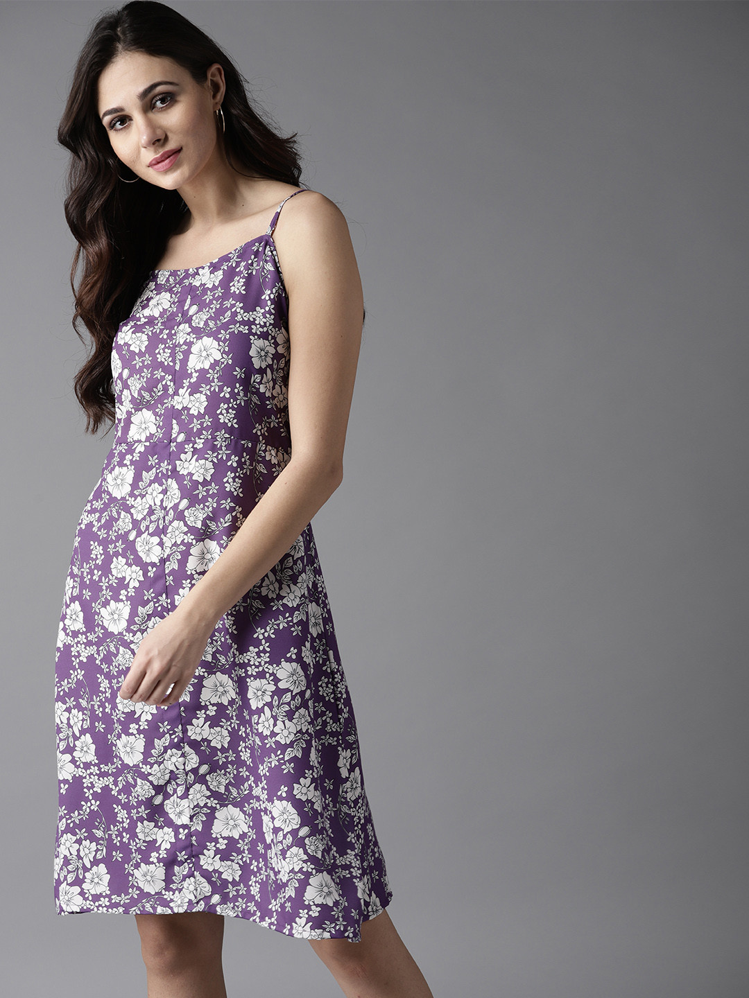 

Moda Rapido Women Purple & White Floral Print A-Line Dress