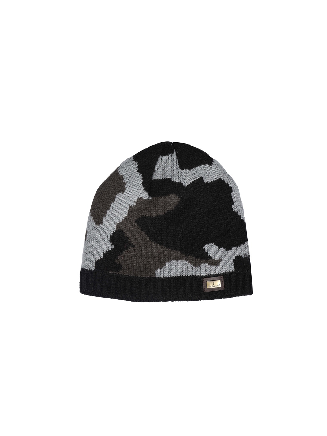 

FabSeasons Unisex Black & Grey Self Design Beanie