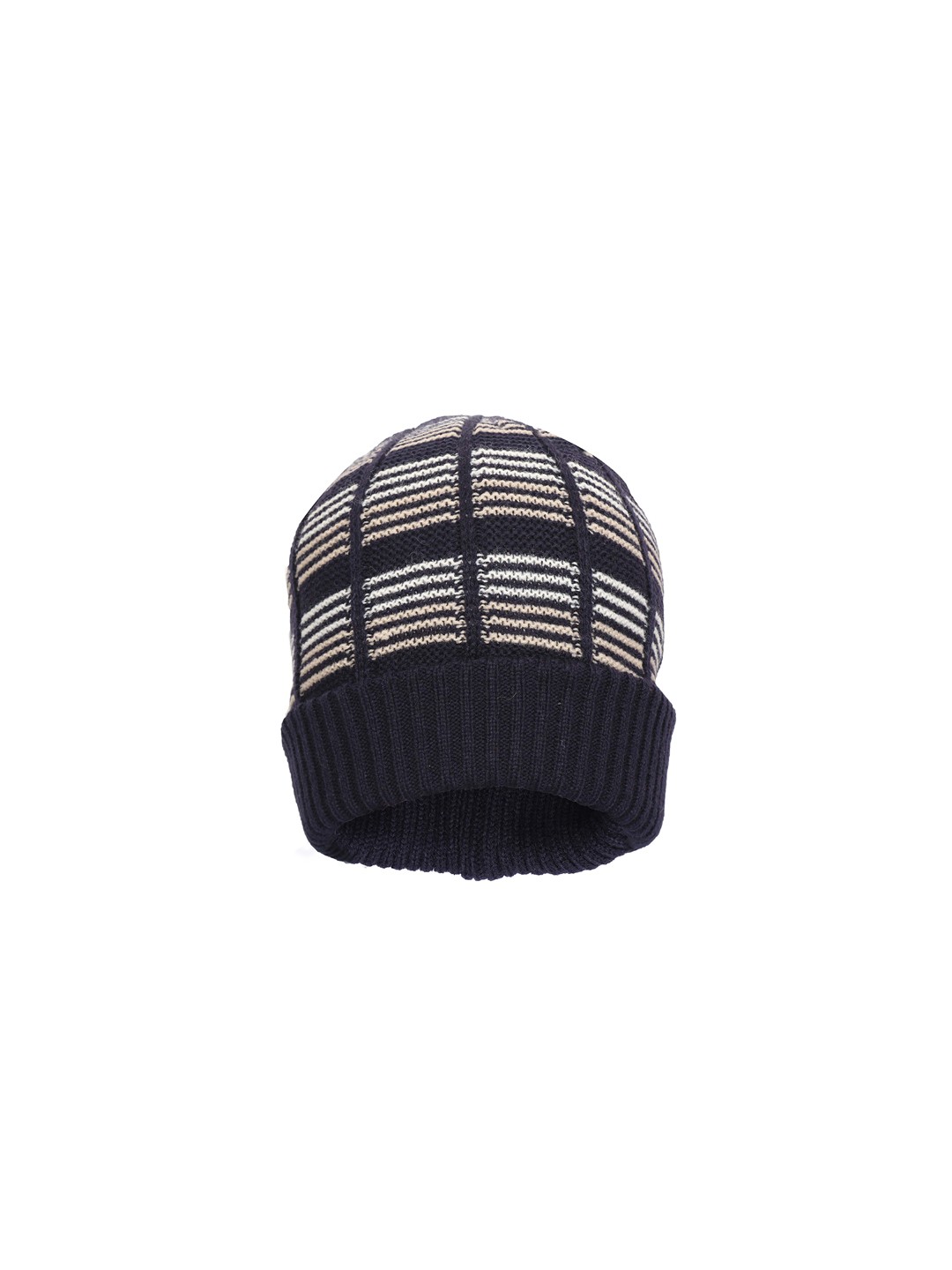 

FabSeasons Unisex Blue & Off-White Self Design Beanie