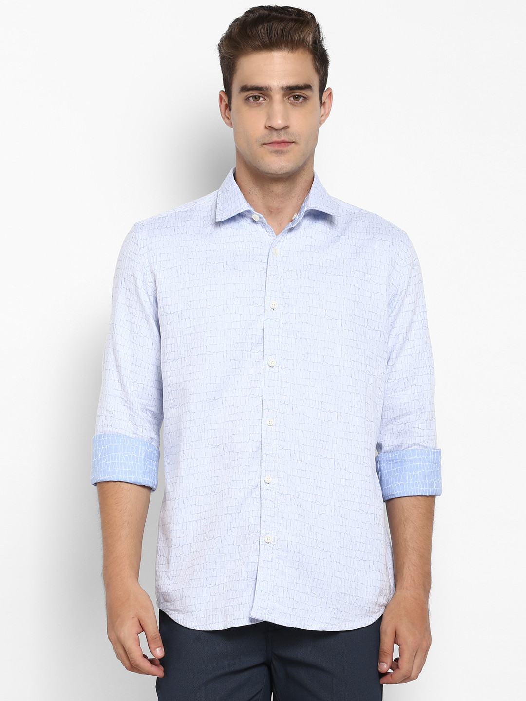 

Parx Men Blue Slim Fit Printed Casual Shirt