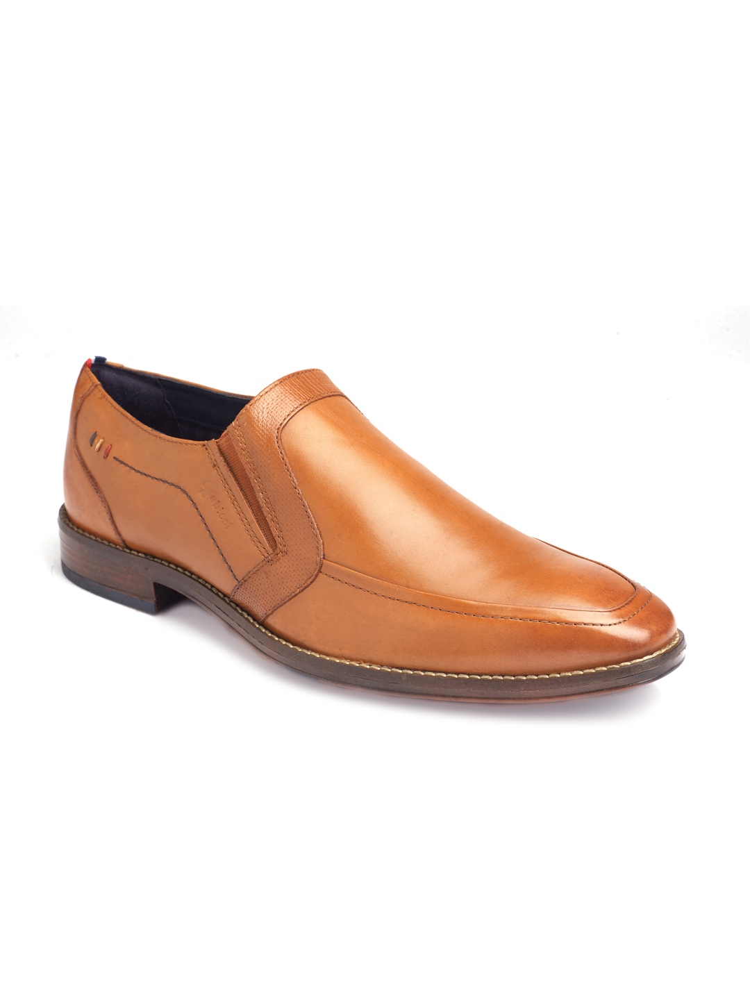 

GABICCI Men Tan Brown Solid Leather Formal Slip-On Shoes