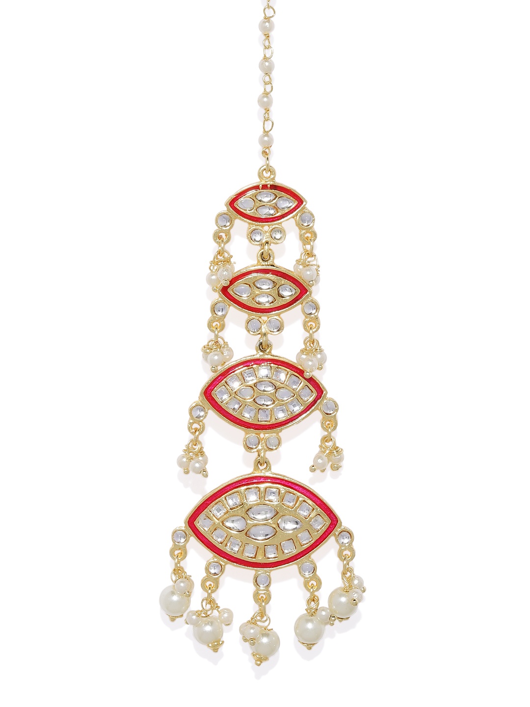 

AccessHer Women Gold-Plated & Red Meenkari Maang Tika