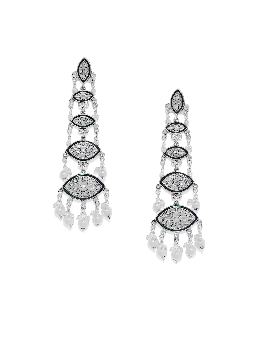 

AccessHer Silver-Plated & White Classic Drop Earrings