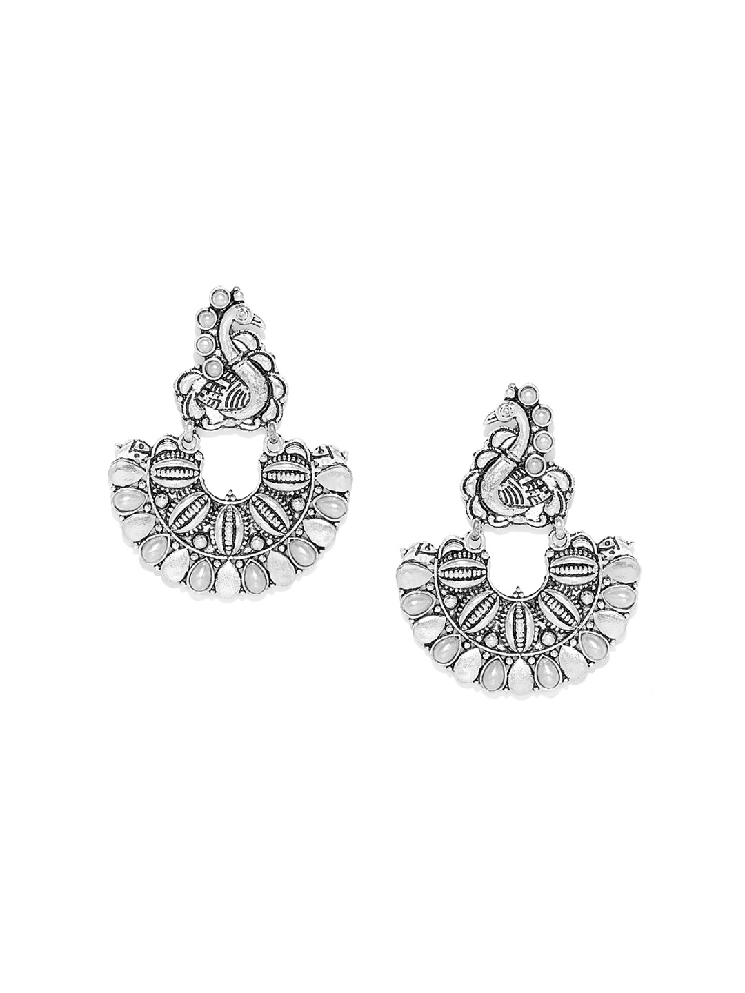 

AccessHer Silver-Toned Chandbalis