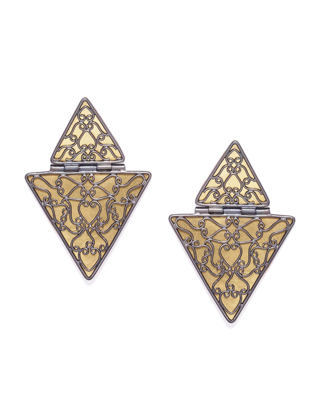 

AccessHer Silver-Toned & Gold-Toned Triangular Studs