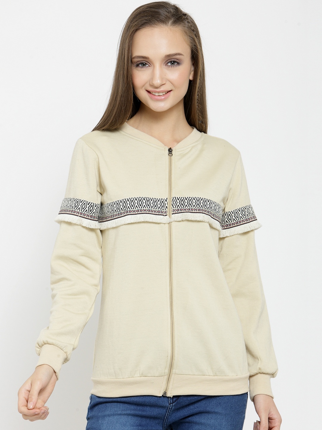 

Belle Fille Women Beige Printed Sweatshirt